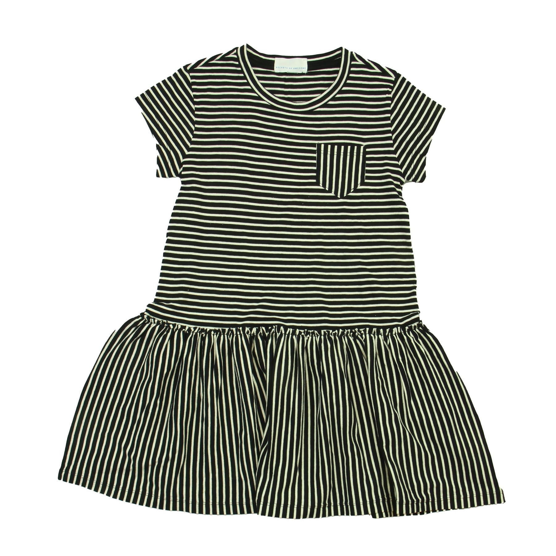 Rockets Of Awesome Girls White | Black |Stripes Dress 7805946691644