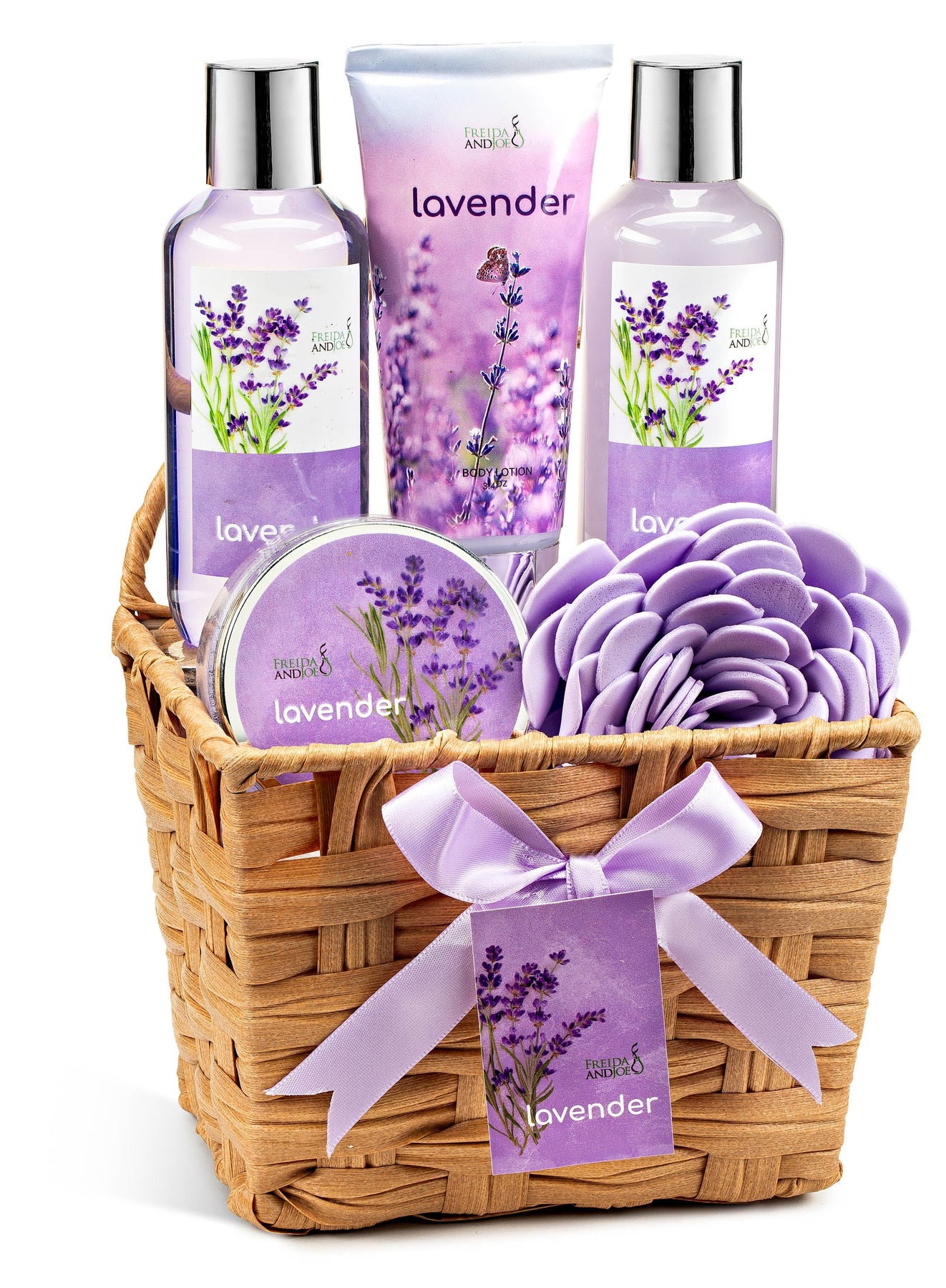 Lavender Bath and Body 6 Piece Gift Set in A Wicker Basket 7805809066044