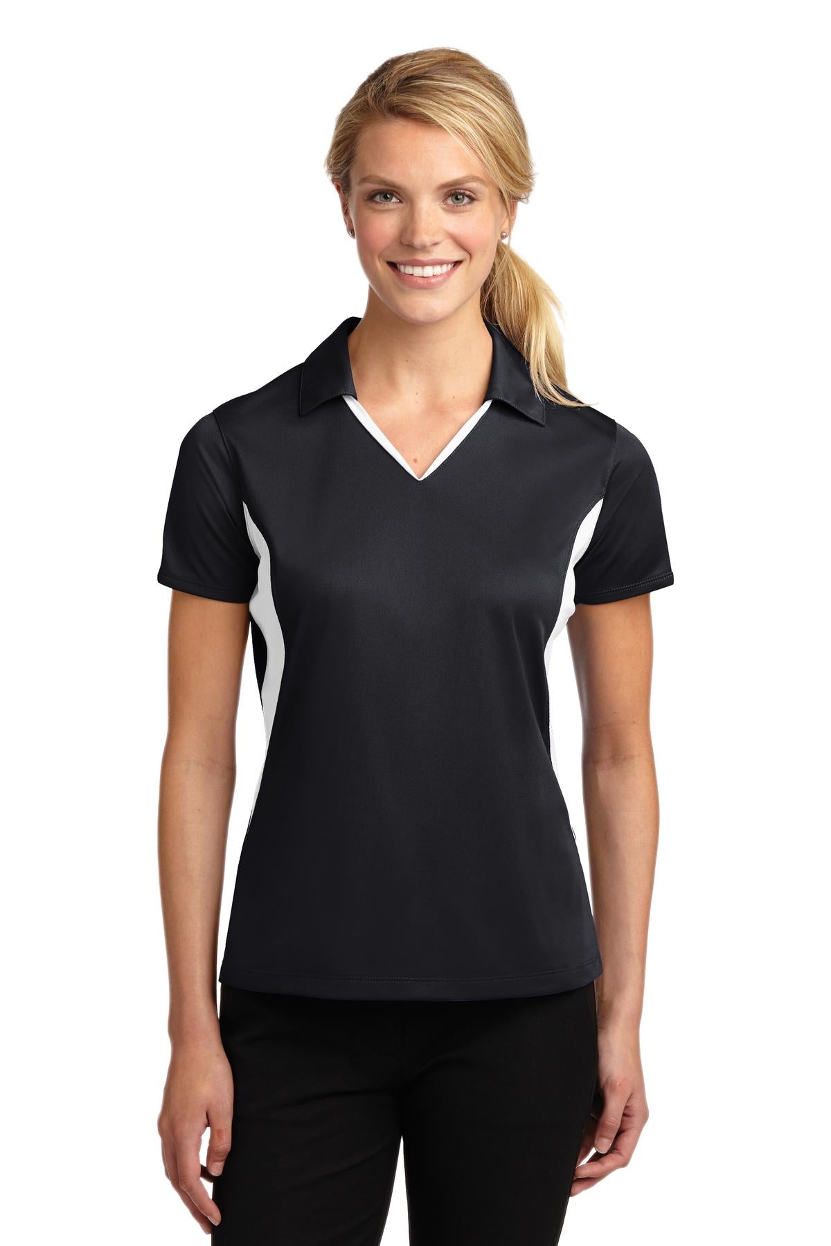 Sport-Tek Women's Side Blocked Micropique Sport-Wick Polo. LST655