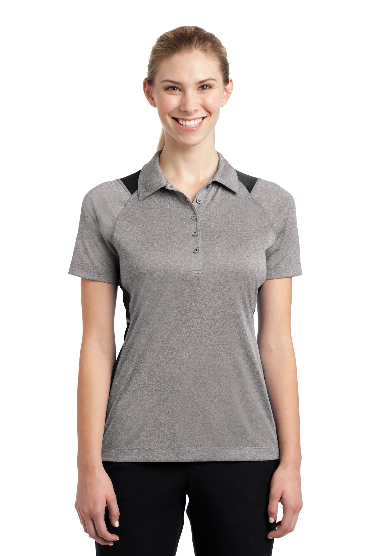 Sport-Tek Women's Heather Colorblock Contender Polo. LST665