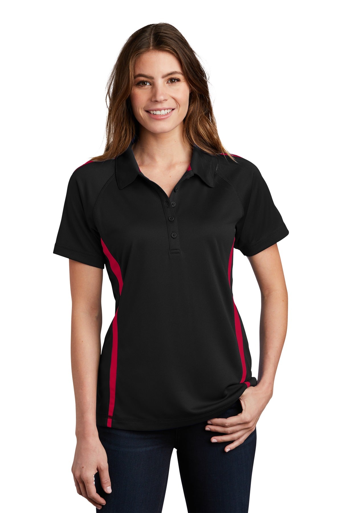 Sport-Tek Women's PosiCharge Micro-Mesh Colorblock Polo. LST685