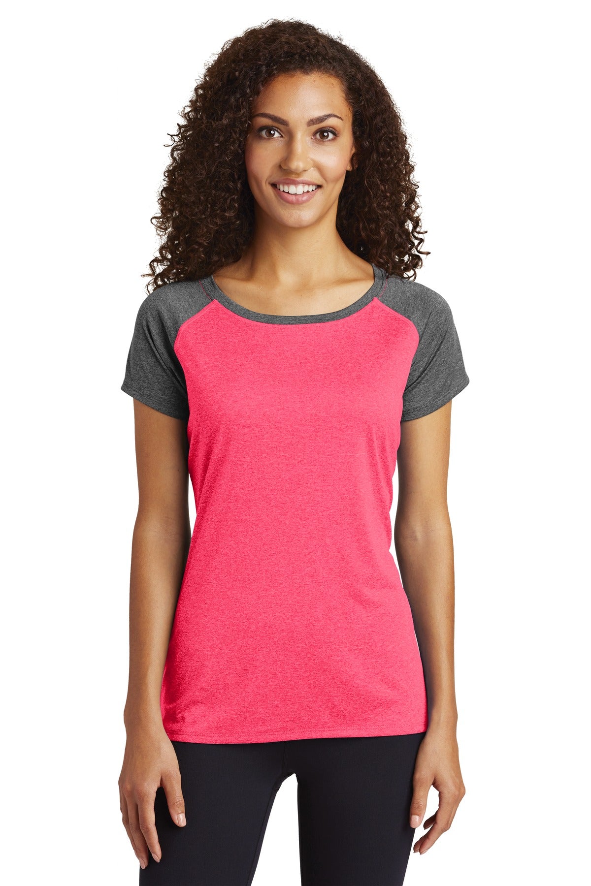 Sport-Tek Women's Heather-On-Heather Contender Scoop Neck Tee. LST362