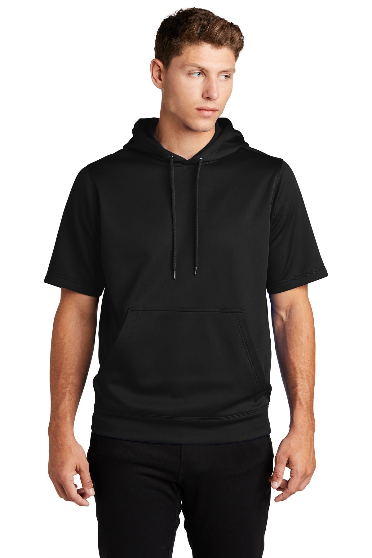 Sport-Tek Men's Sport-Wick Fleece Short Sleeve Hooded Pullover
