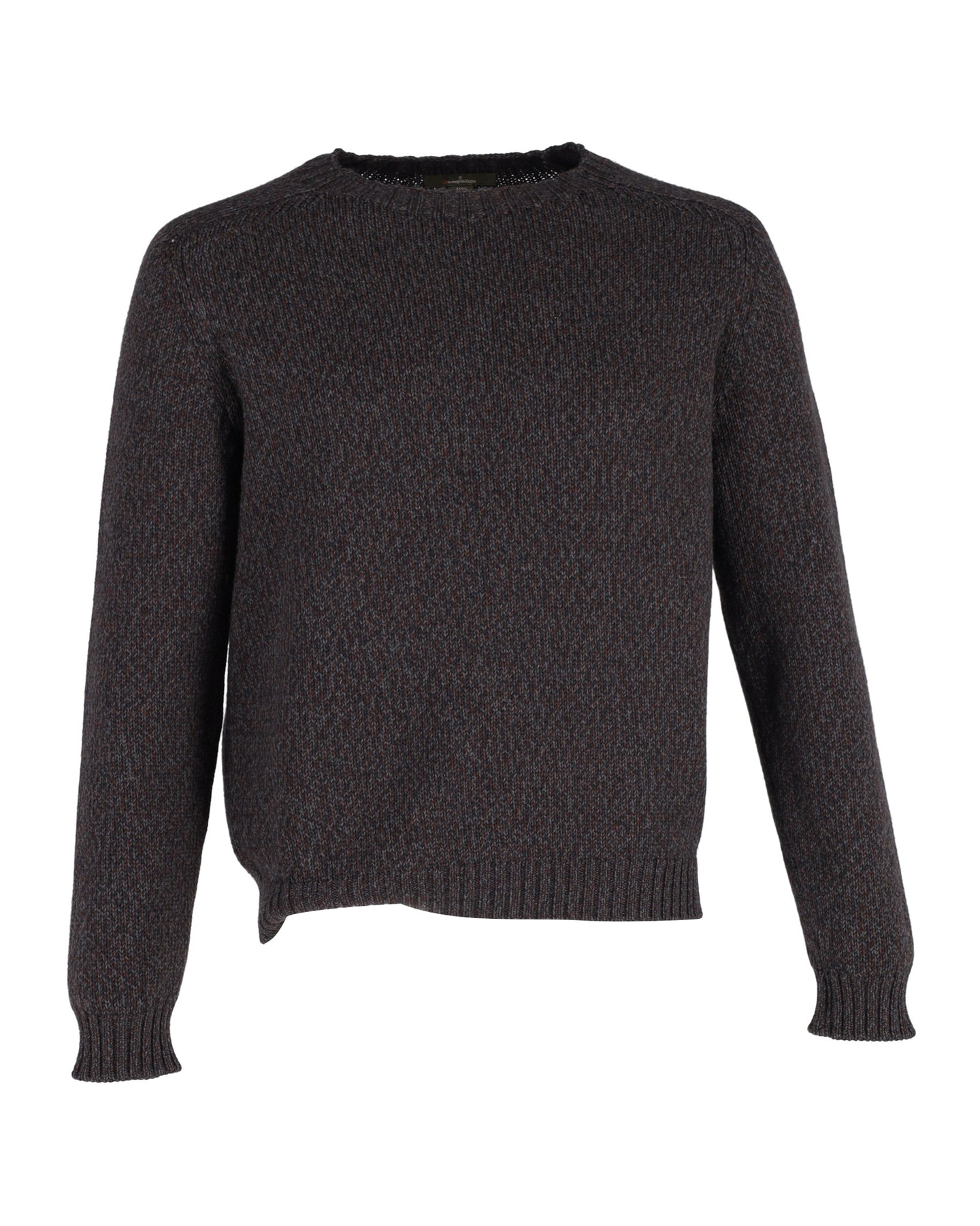 Zegna Crewneck Jumper in Brown Cashmere and Silk 7748772560956