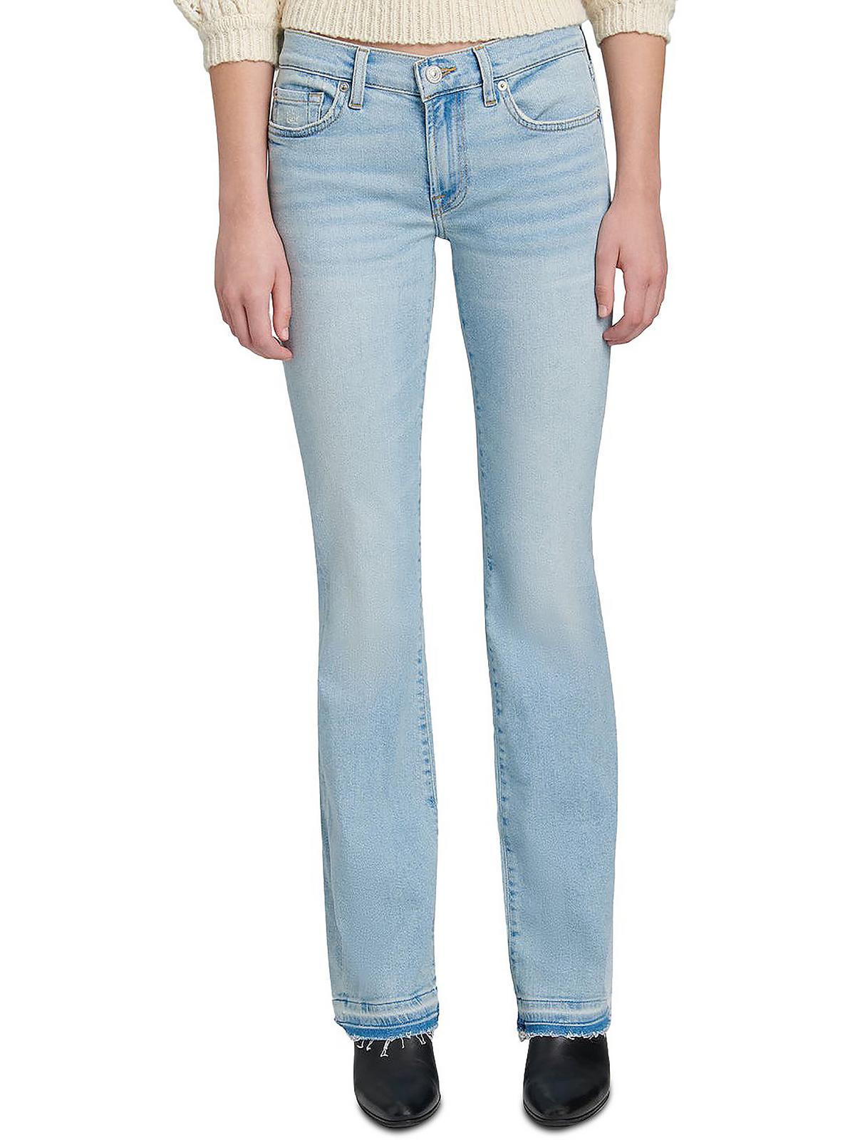 Womens Distressed Mid Rise Bootcut Jeans