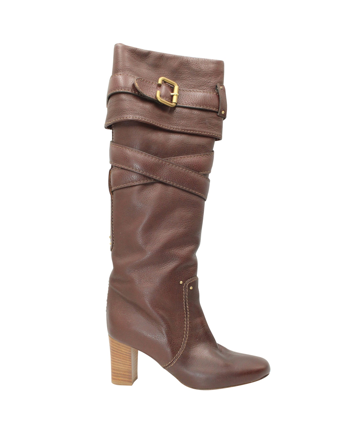 Chloe Paddington Knee Boots in Brown Leather 7703701979196
