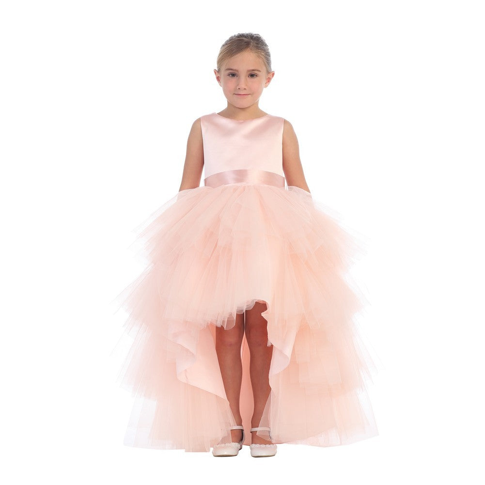 Big Girls Blush Hi-Low Multi Level Ruffle Tutu Junior Bridesmaid Dress 8-16