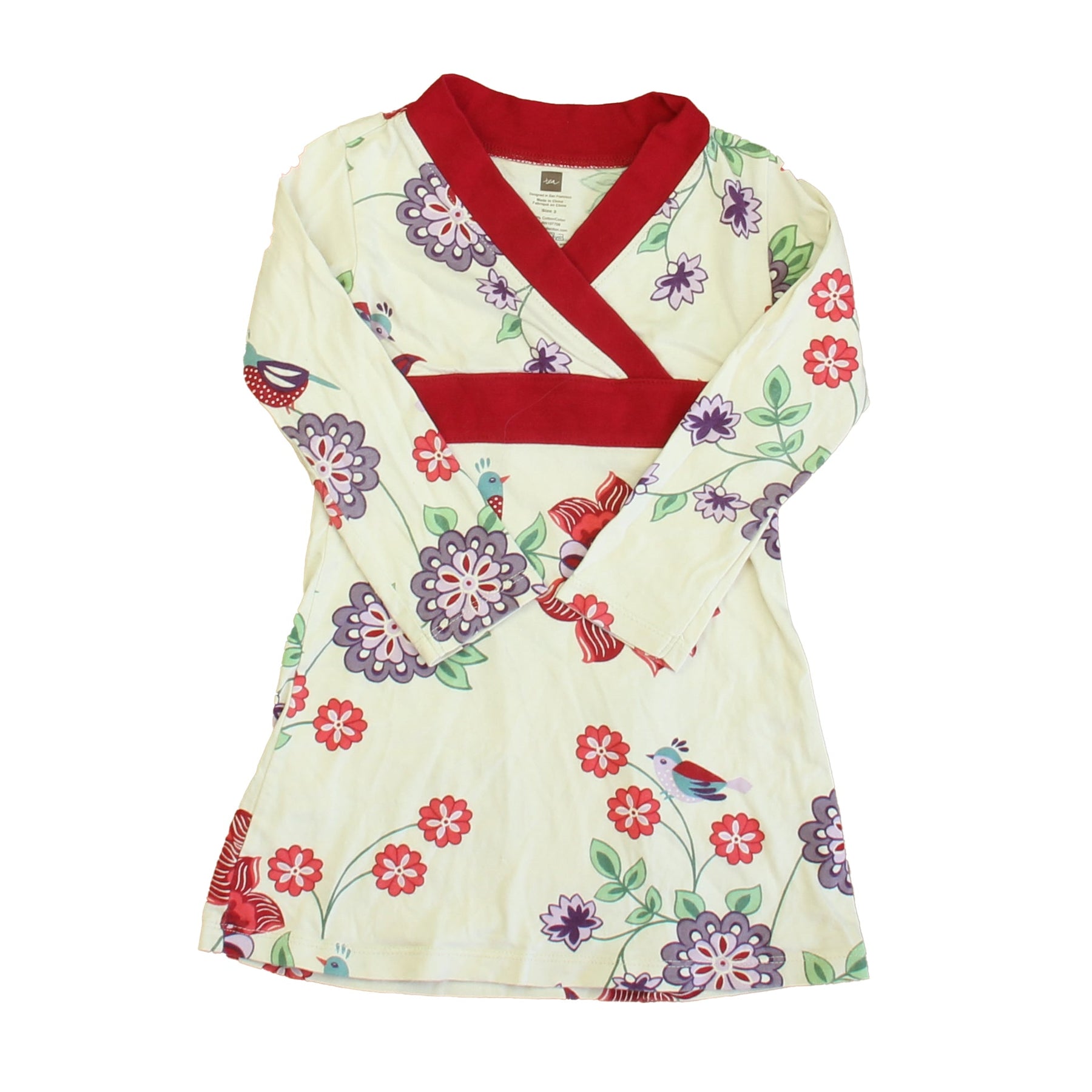 Tea Girls Red | Ivory Floral Dress 7805907370044