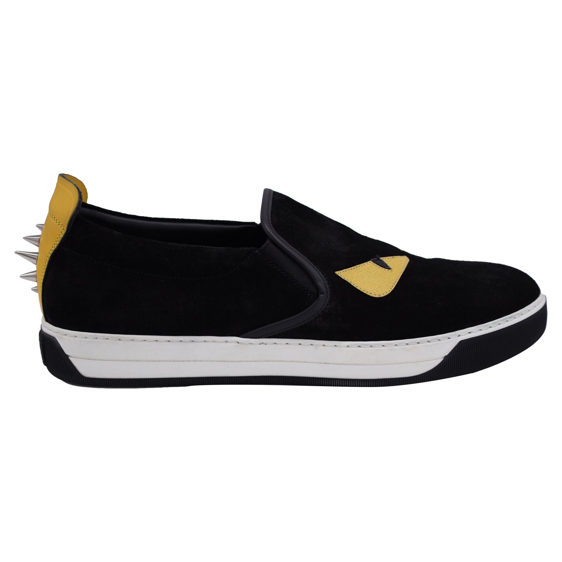 Fendi Monster Slip-Ons in Black Suede
