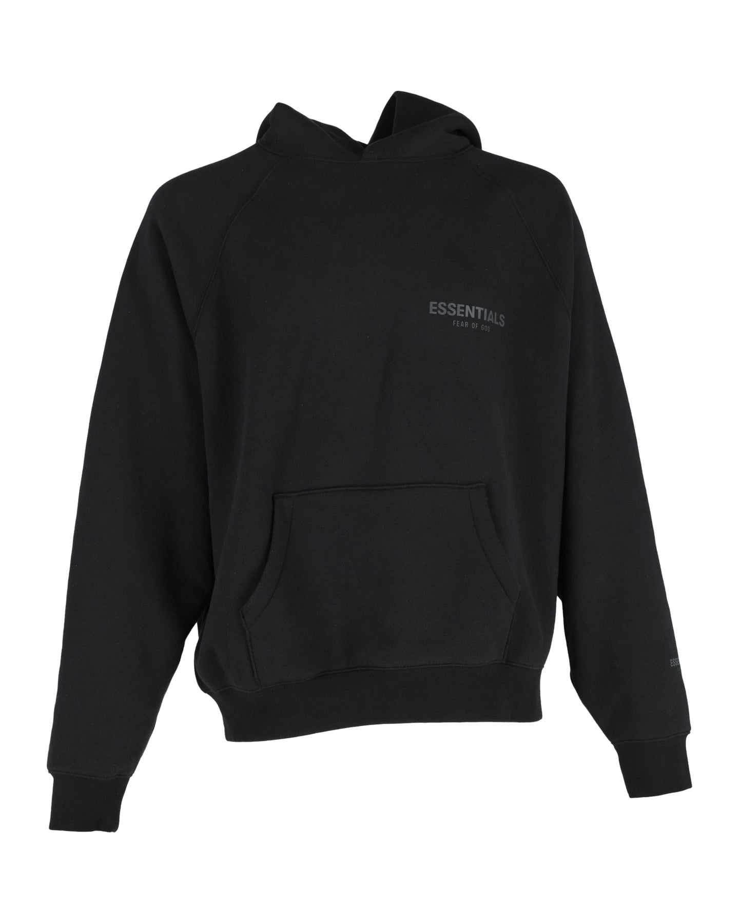 Fear of God Essentials Logo Print Jersey Hoodie in Black Cotton 7748906418236