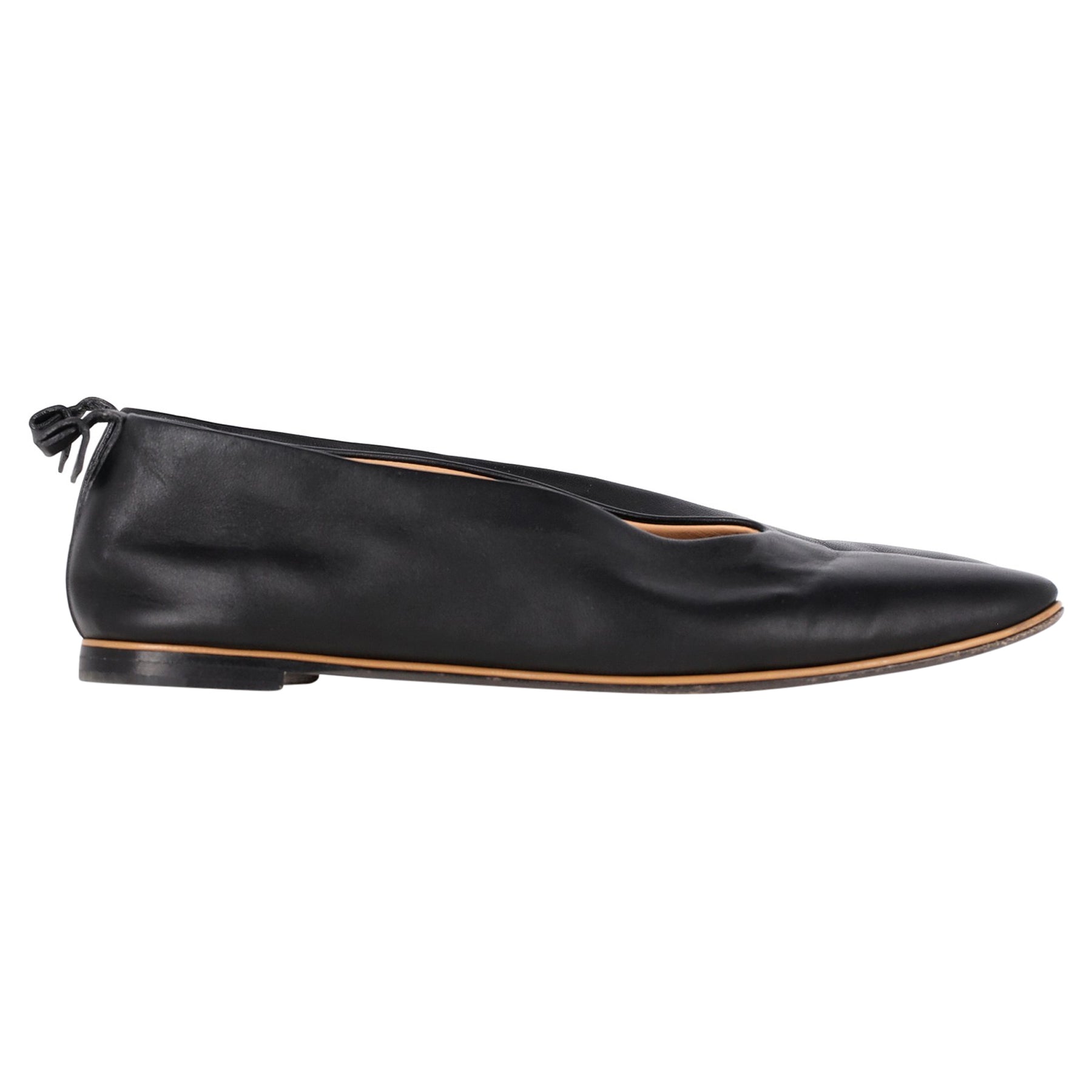 Bottega Veneta Almond Toe Flats in Black Leather 7748768333884