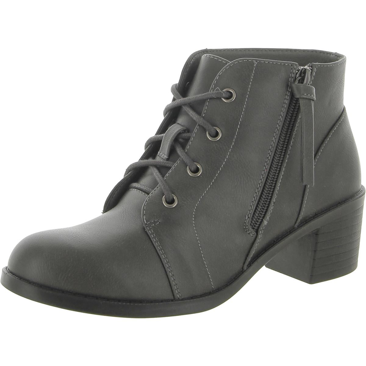 Becker Faux Leather Block Heel Ankle Boots