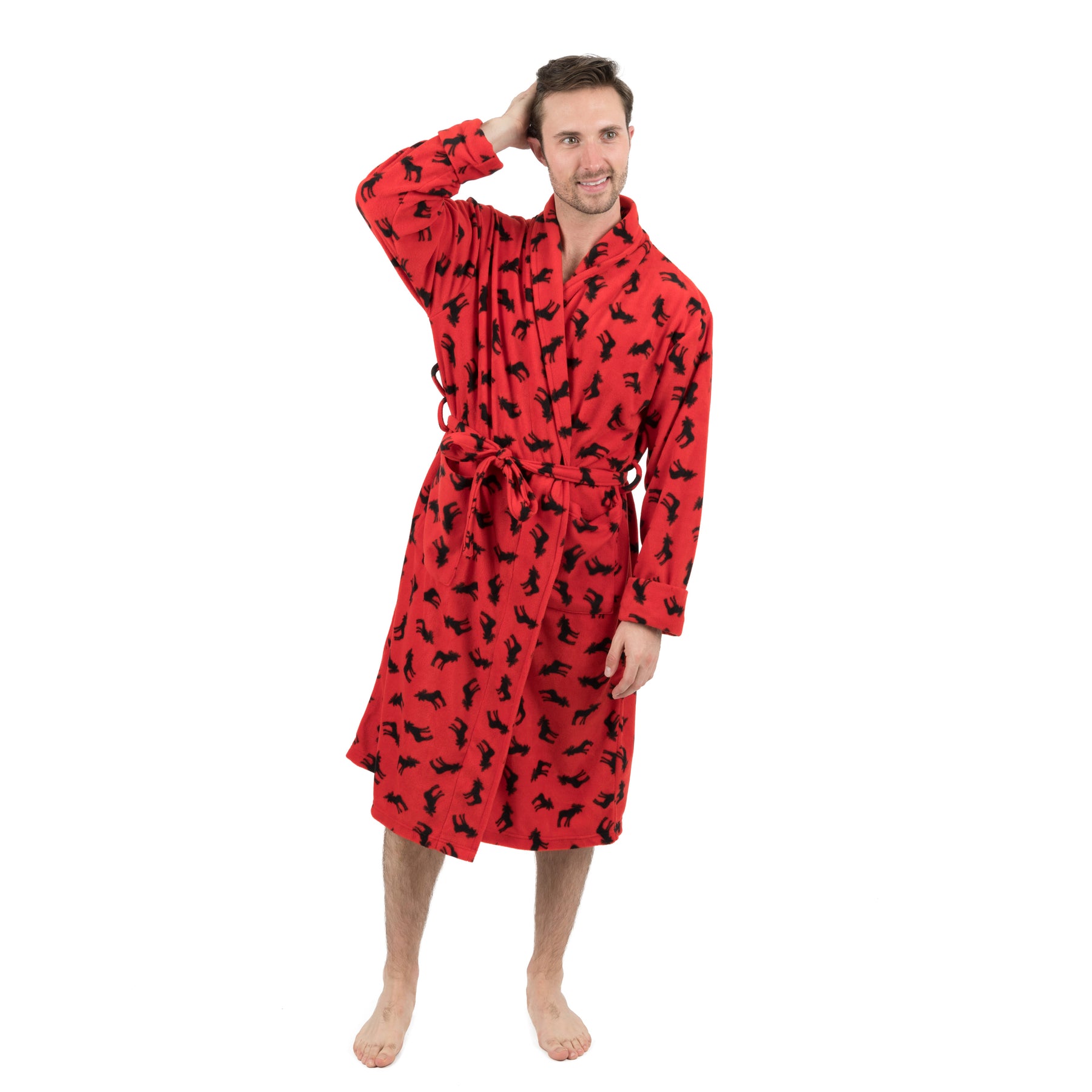 Christmas Mens Fleece Robe Moose