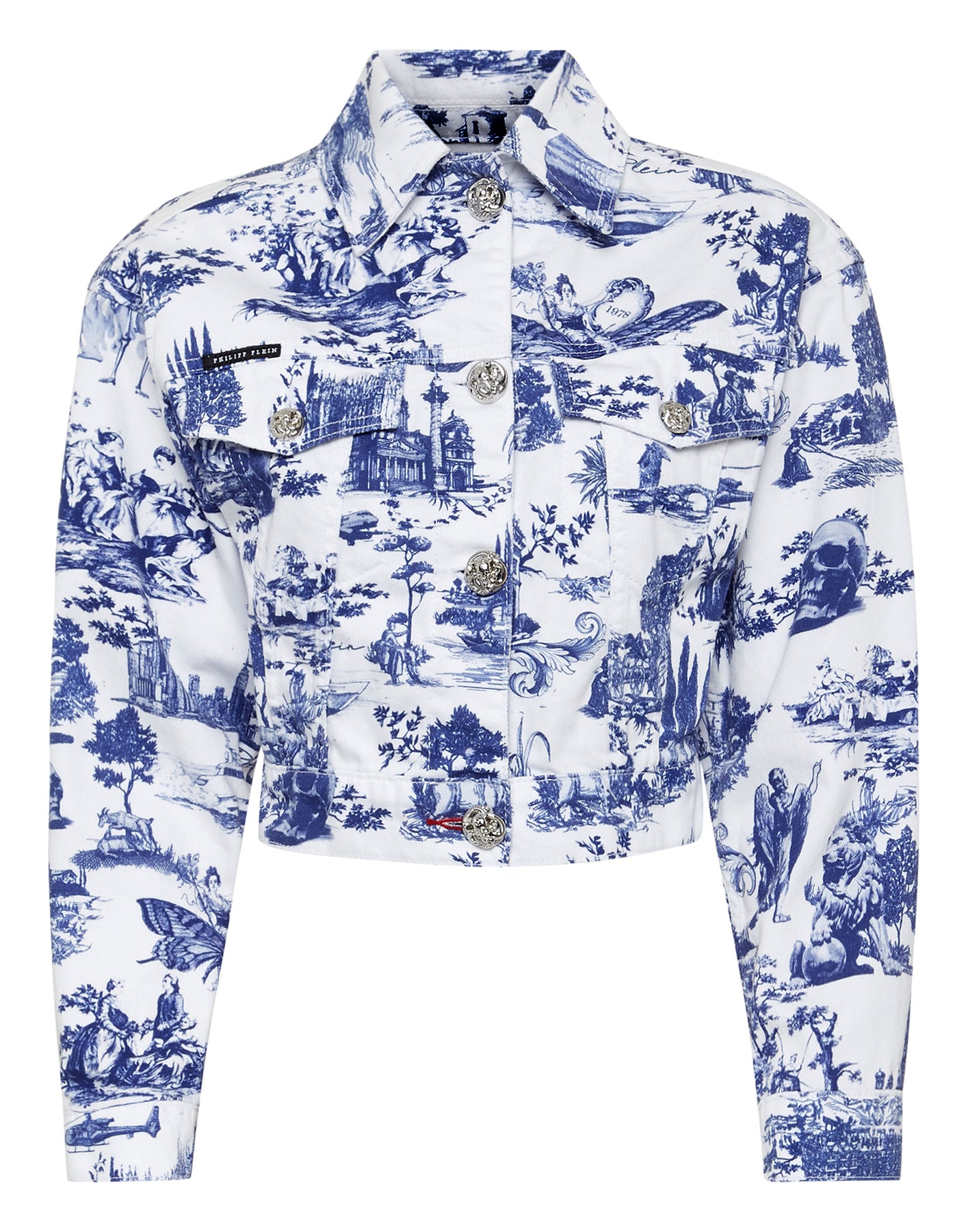 Denim Jacket Cropped Print En PLEIN air 7676522135612