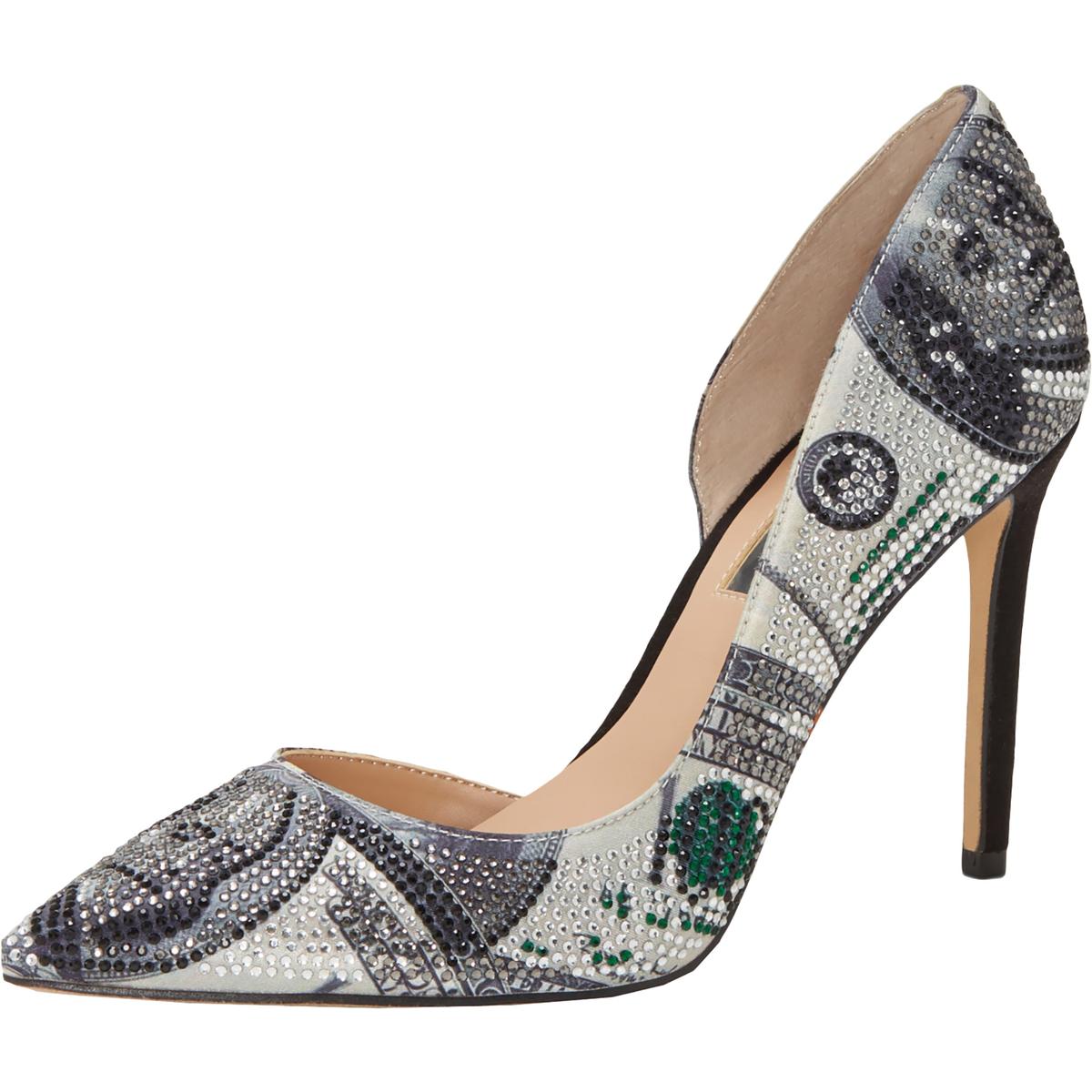 Kenjay Pointed Toe Rhinestone D'Orsay Heels