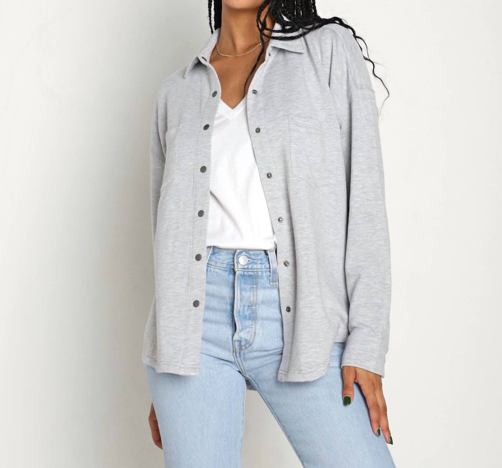 Wfh Modal Shirt Jacket In Heather Grey