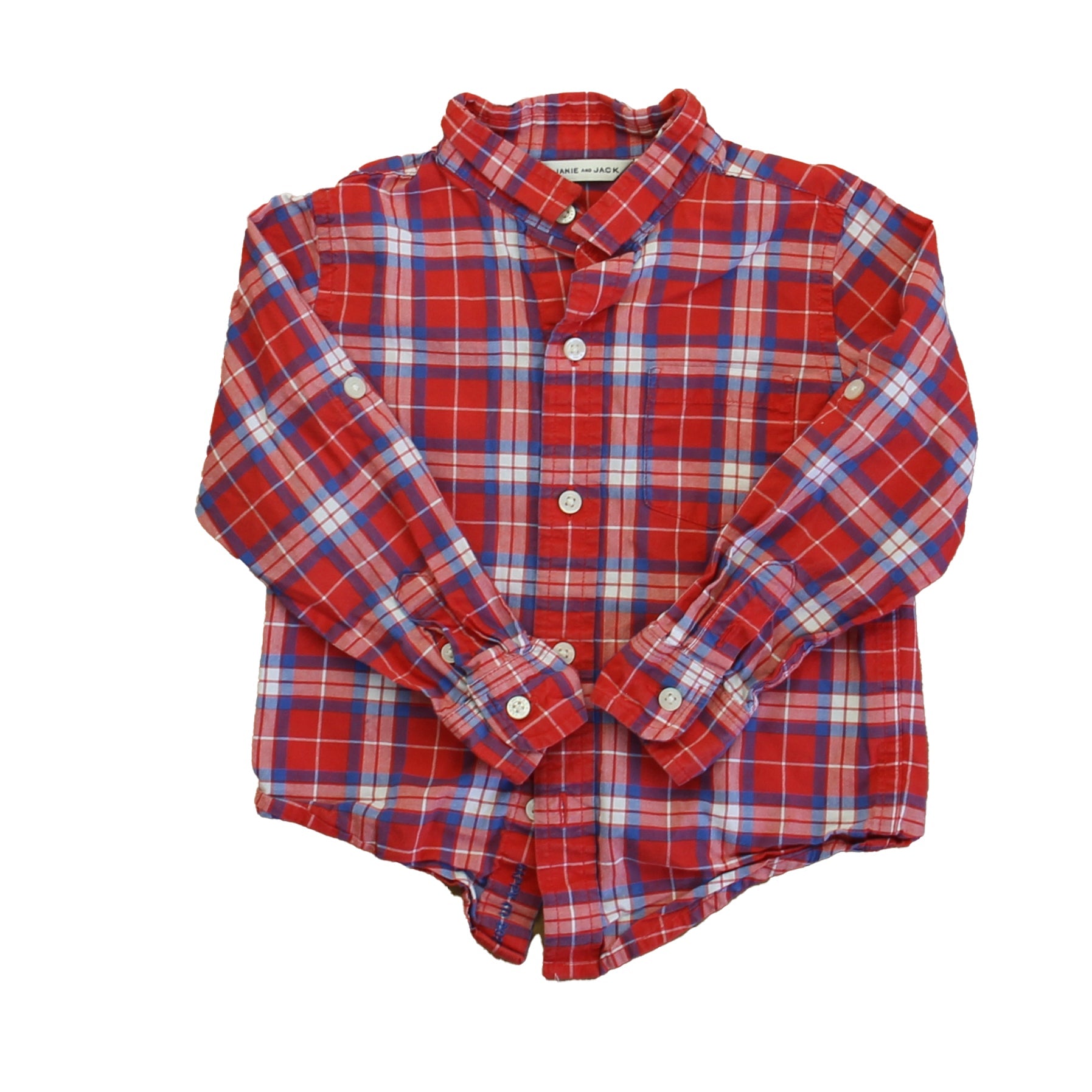 Janie and Jack Boys Red Plaid Button Down Long Sleeve 7805836197948