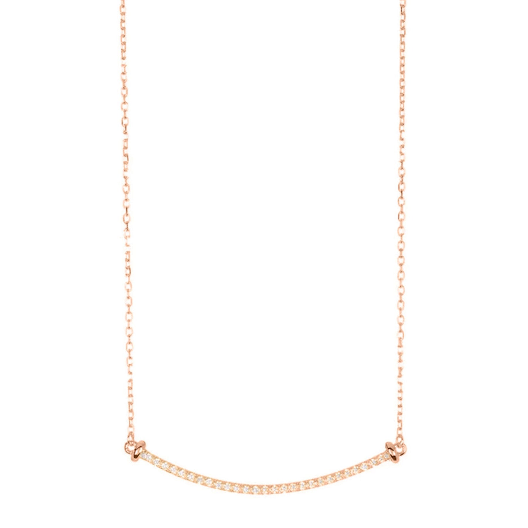14k Rose Gold Plated Curved Bar Necklace