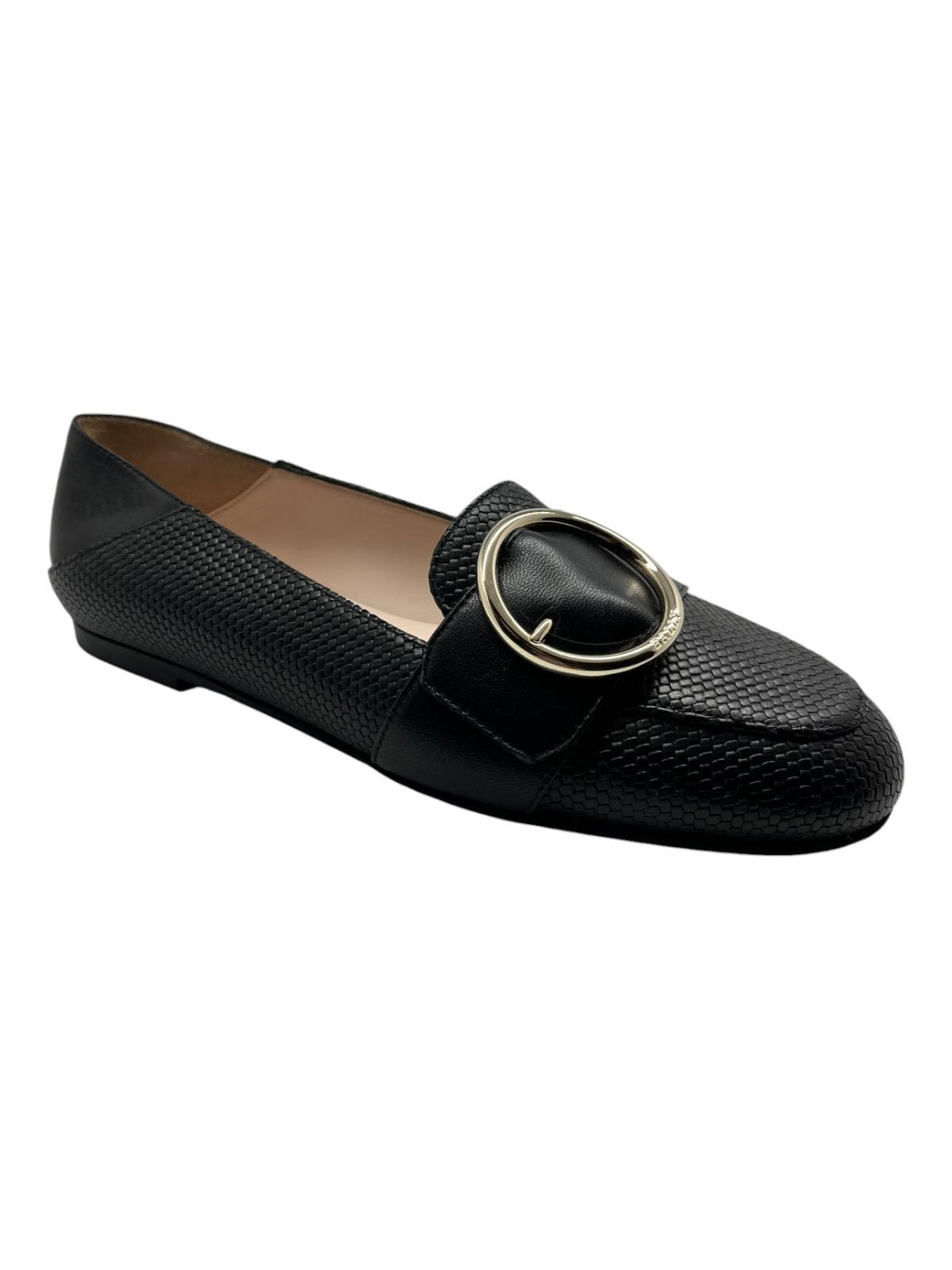 Bally Clariska 6301228 Women's Black Embossed Leather Flats