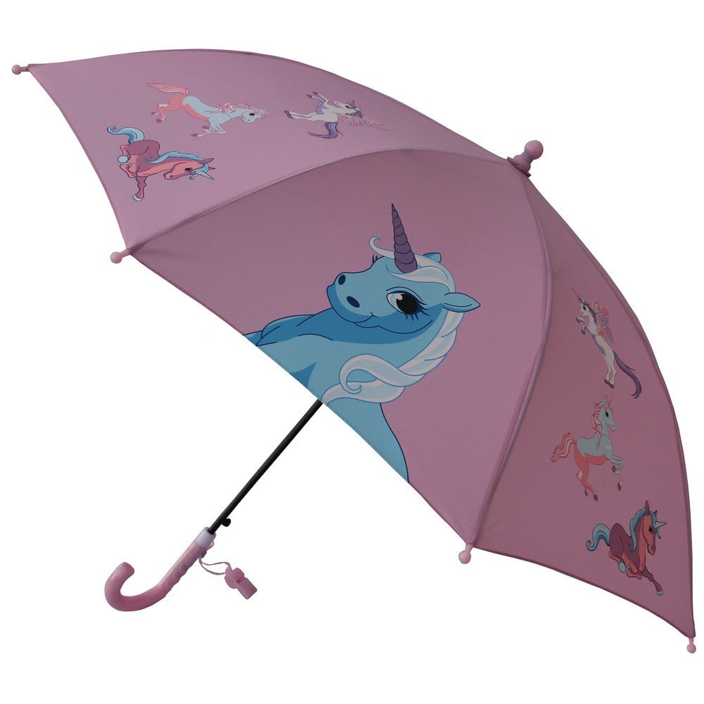 Girls Pink Dome Unicorn Whistle Umbrella 29"