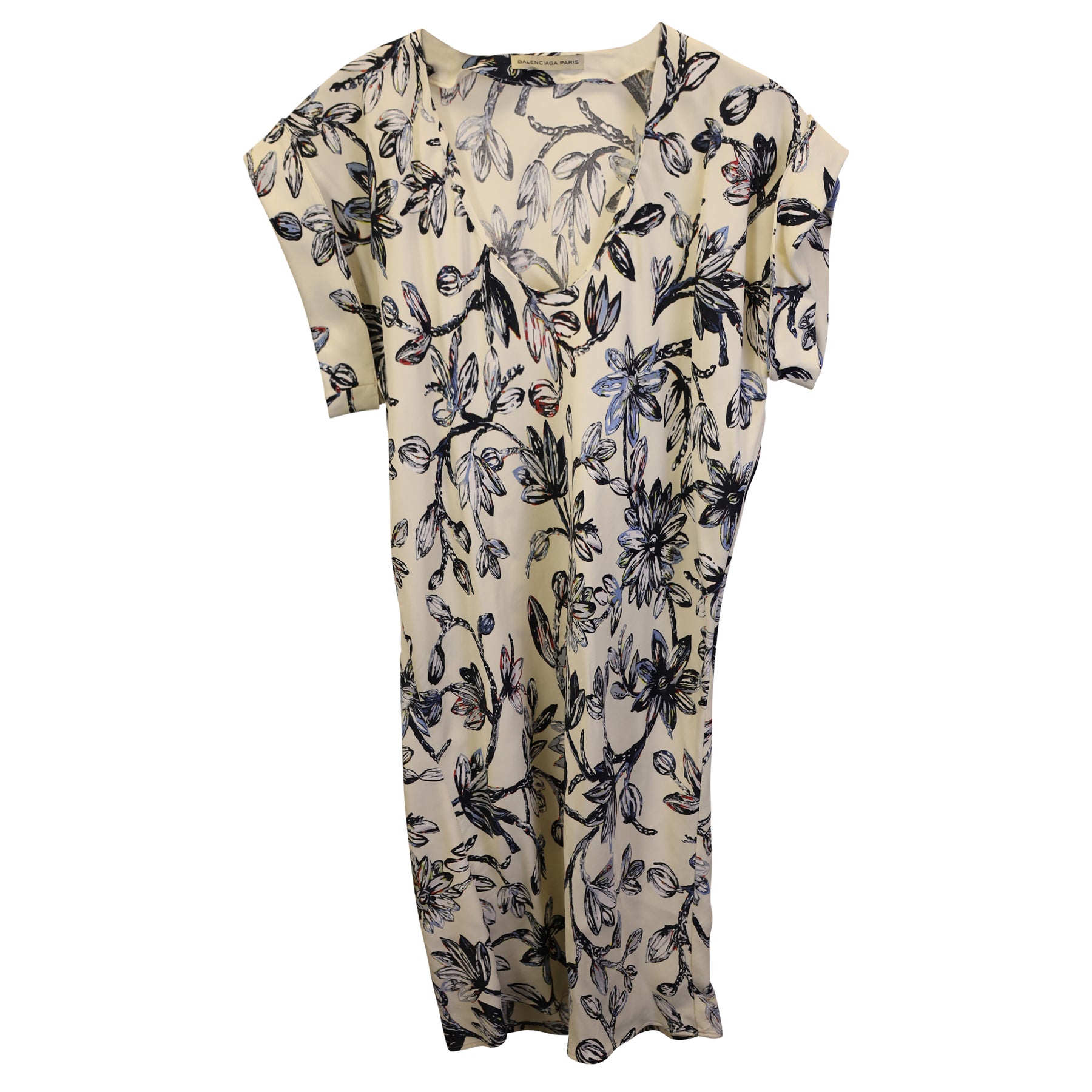 Balenciaga Printed Mini Dress in White Cotton 7748686348348