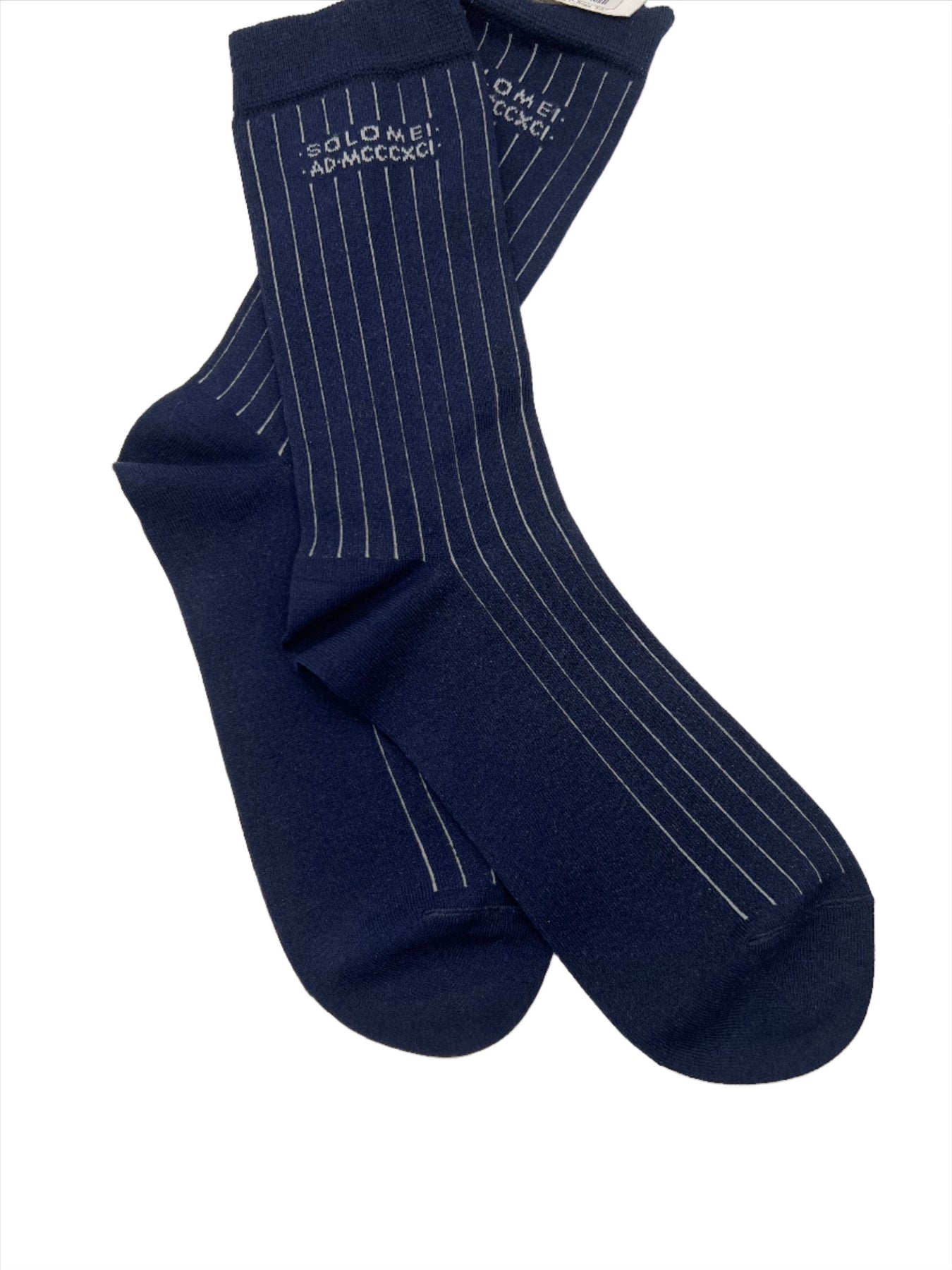 Brunello Cucinelli Navy White Stripe Cotton Men's Socks