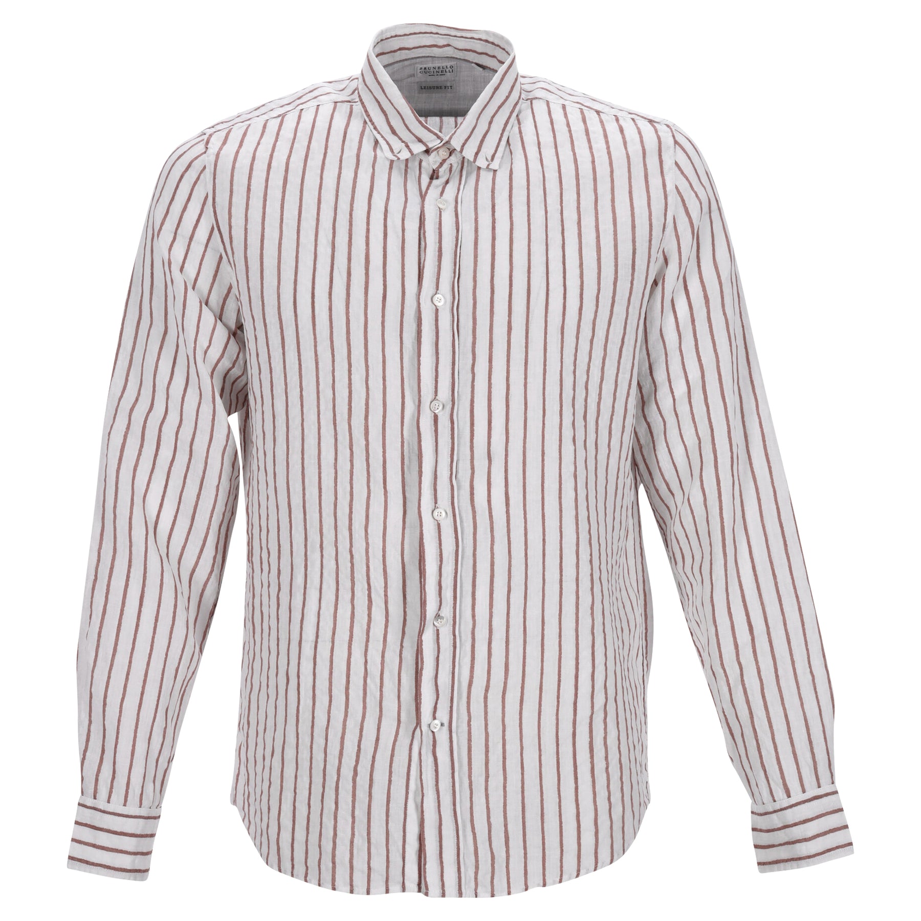 Brunello Cucinelli Leisure Fit Striped Shirt in White Linen 7748677697596