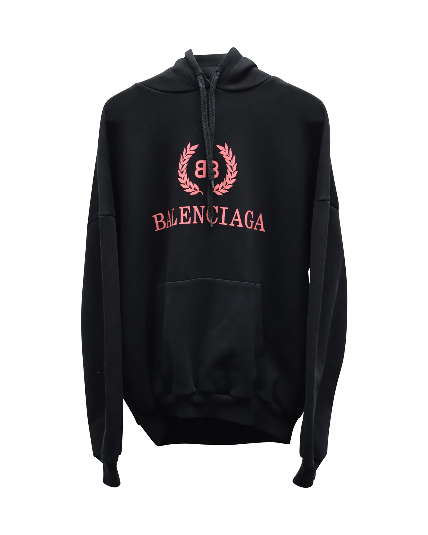 Balenciaga Pink Logo Hoodie in Black Cotton 7733644165180