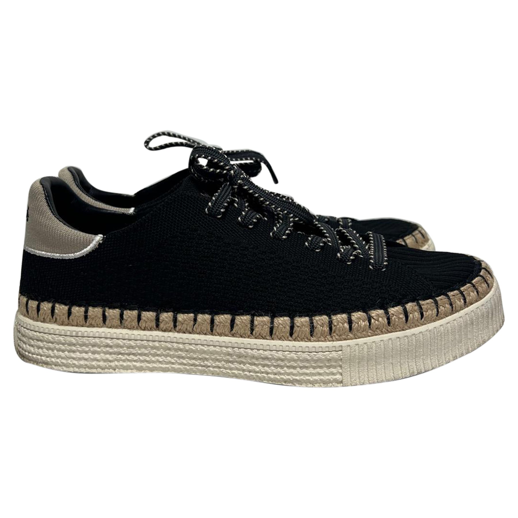 Chloé Telma Lace Up Sneakers in Black Cotton 7833671008316