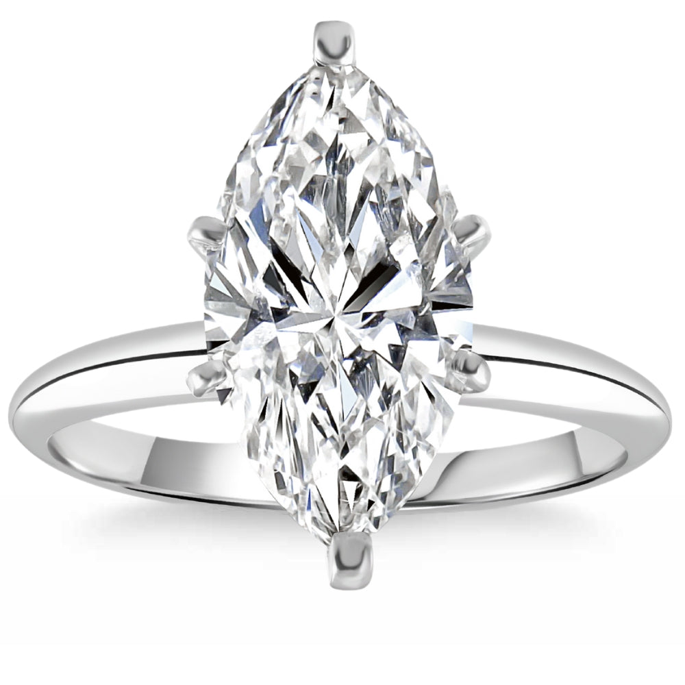 3.17Ct White Gold Certified Lab Grown Marquise Diamond Engagement Ring