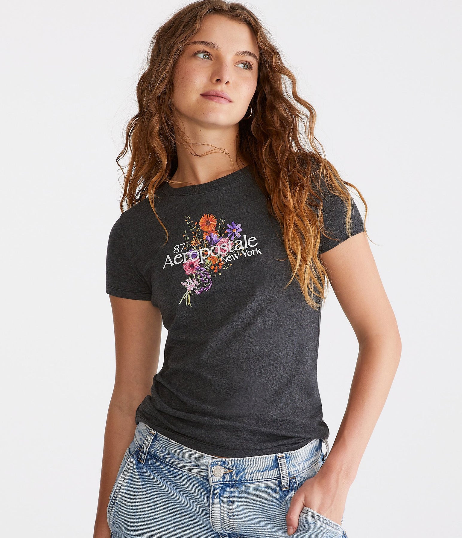 Aeropostale Floral Bouquet Graphic Tee