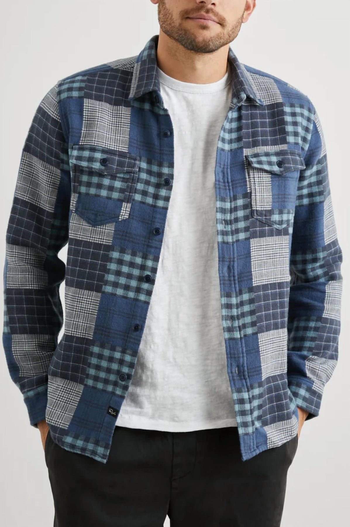 Banton Shirt In Blue Patchwork