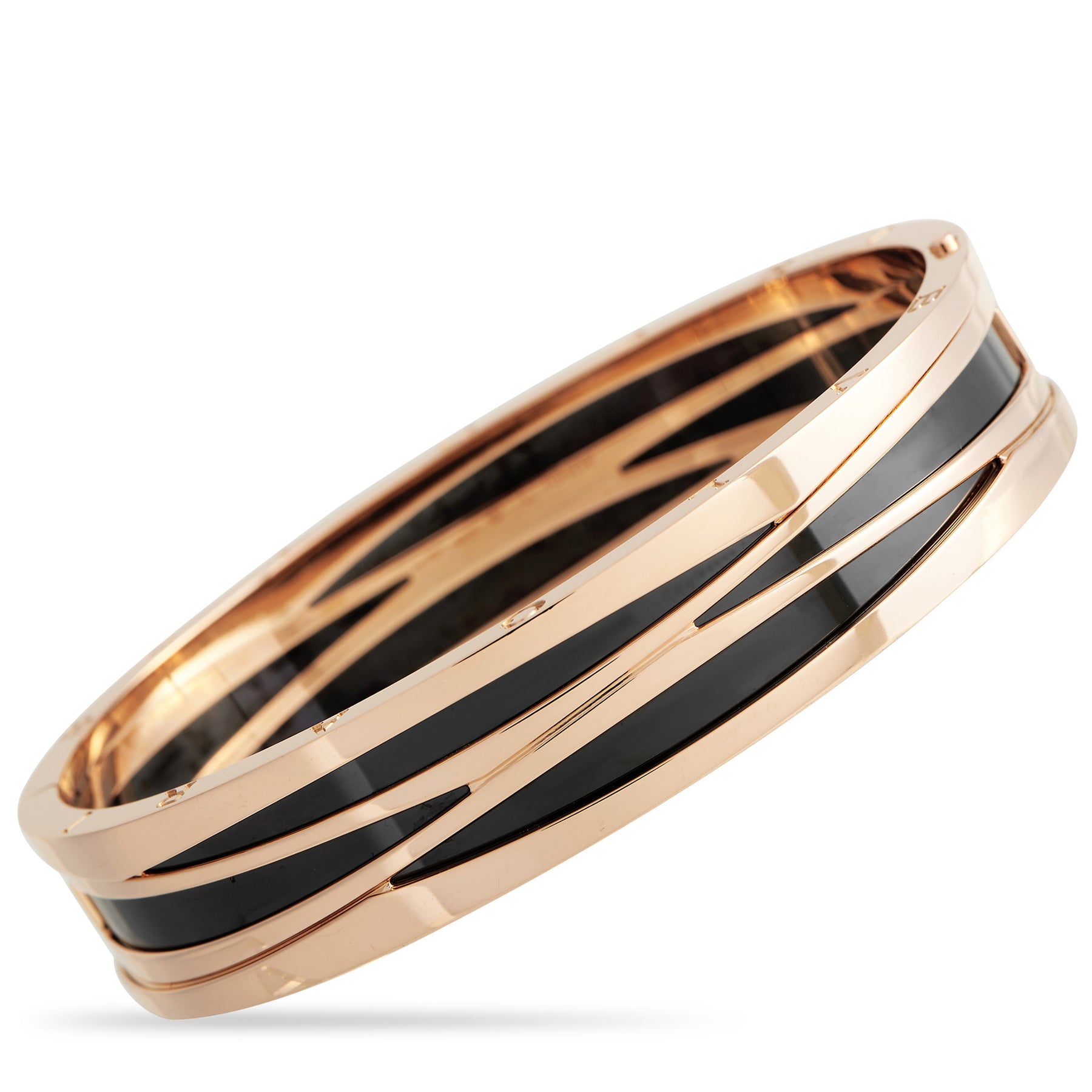 Bvlgari B.zero1 18K Rose Gold Ceramic Bracelet Size Large BV03-020824