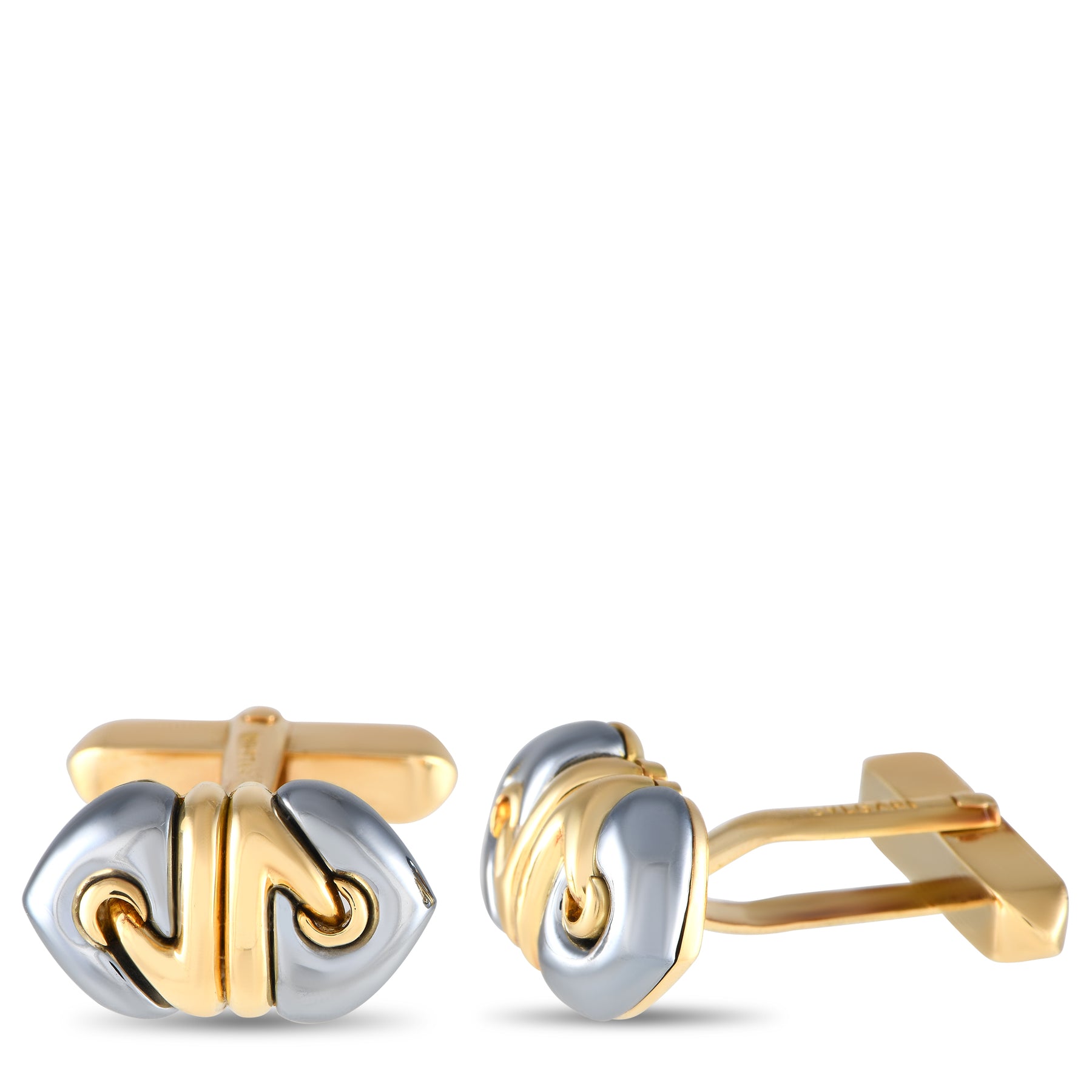 Bvlgari Doppio Cuore 18K Yellow Gold Hematite Cufflinks BV27-051524