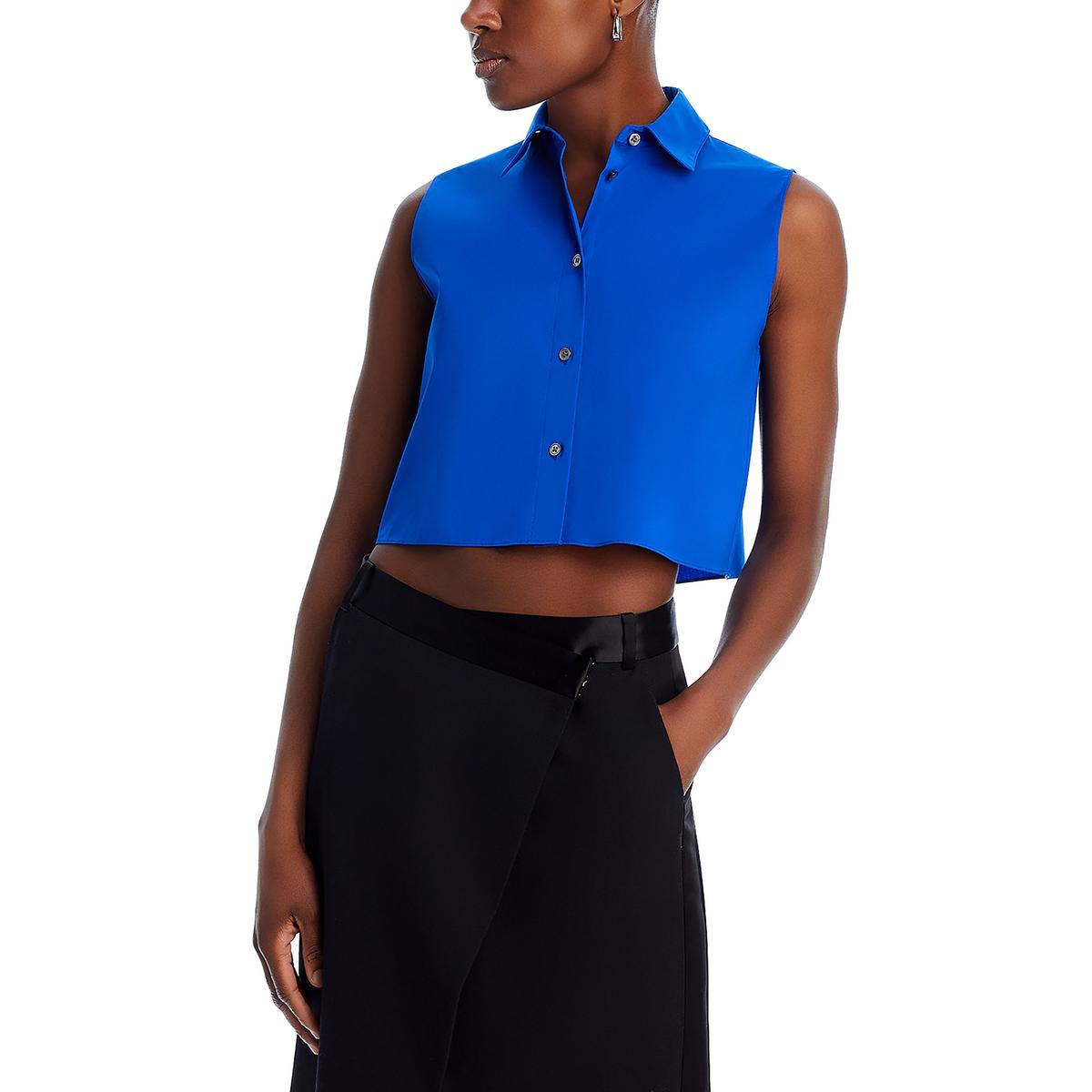 Crop Classic Cropped Collar Button-Down Top