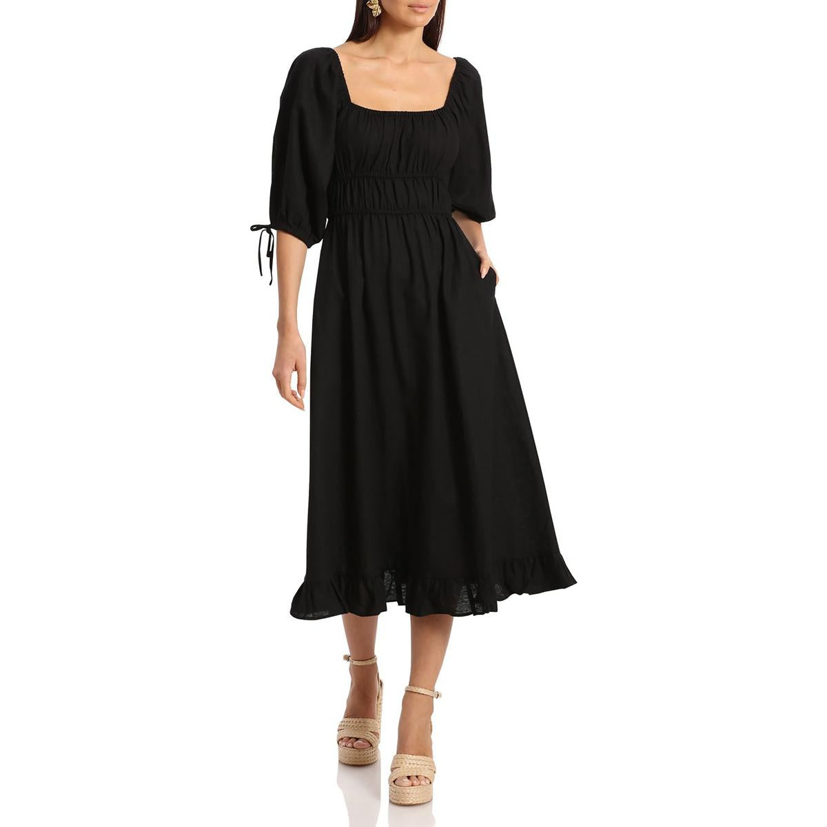 Ruched Top Ruffle Midi Dress