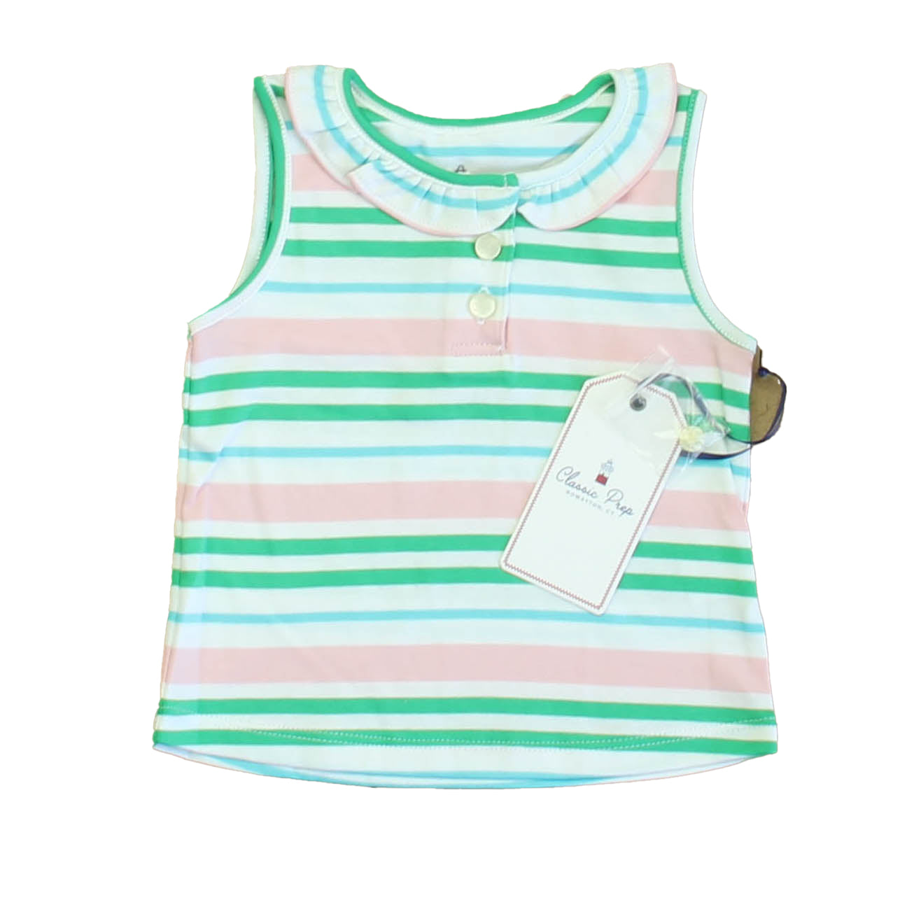 Classic Prep Girls Lilly's Pink Multistripe Polo Shirt Size: 12-18 Months 7805857103932