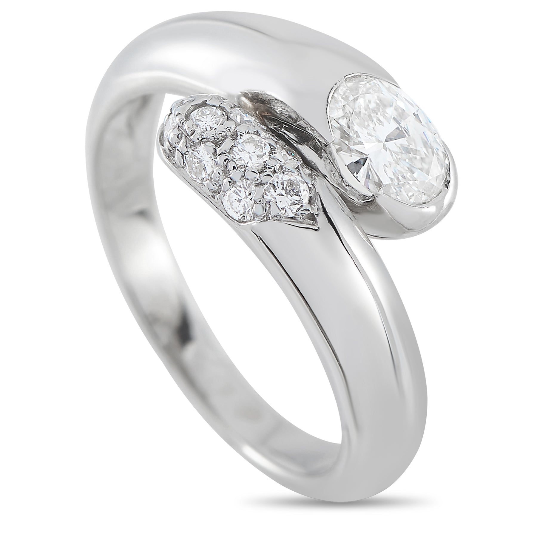 Bvlgari 18K White Gold 0.58ct Diamond Bypass Ring BV09-080724 7748729143356