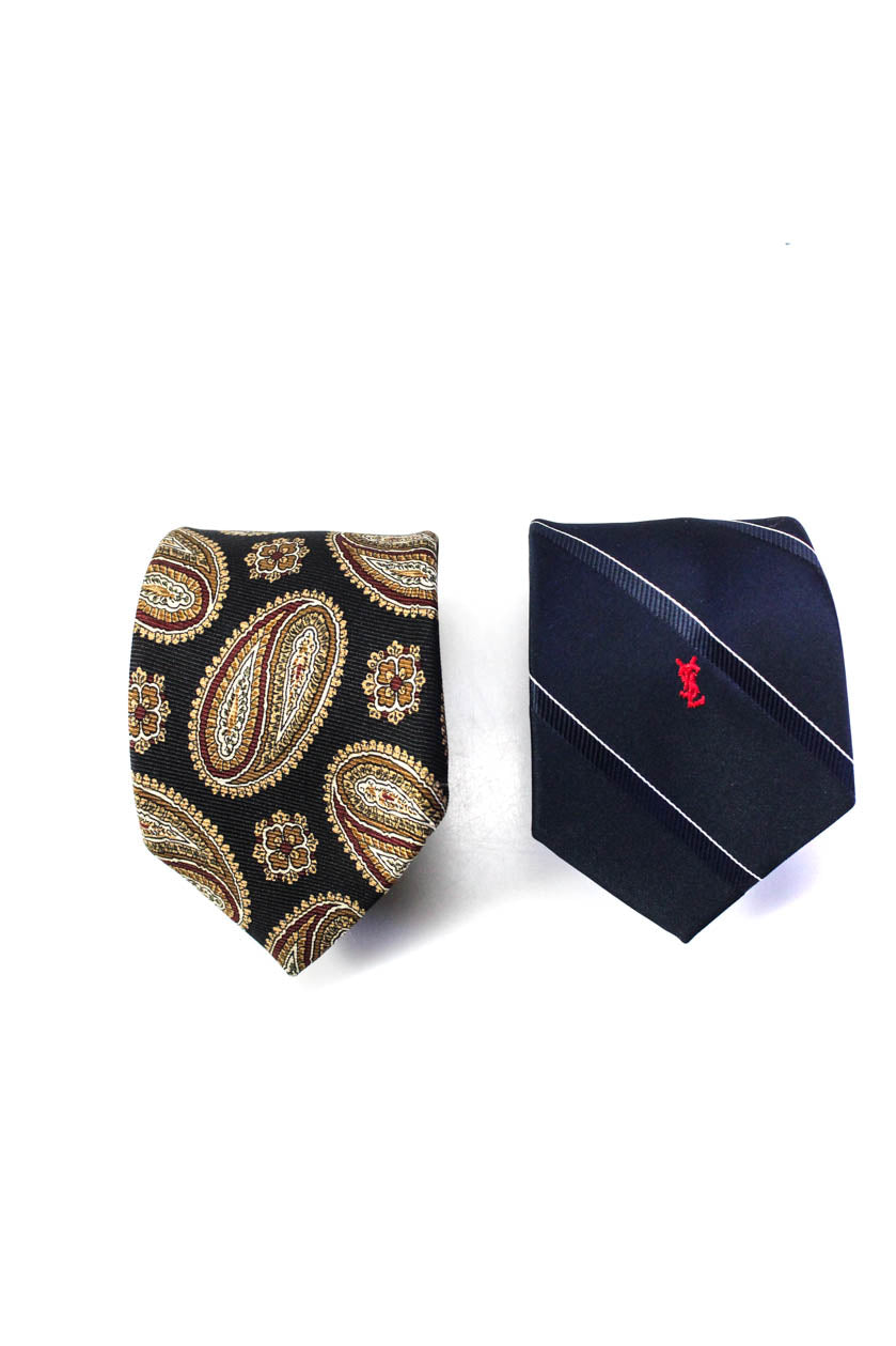 Yves Saint Laurent Men's Classic Navy Stripe Neck Tie One