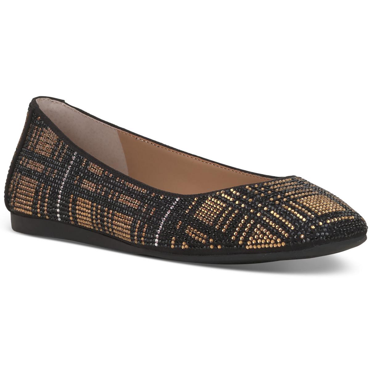 JUNEY 4 Rhinestones Square toe Ballet Flats