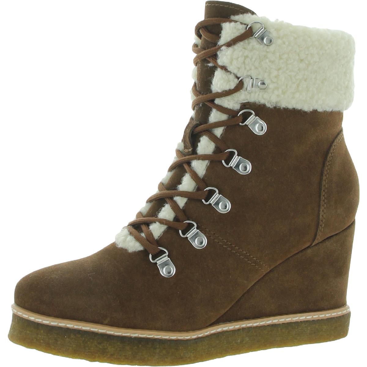Marcel Suede Round Toe Wedge Boots