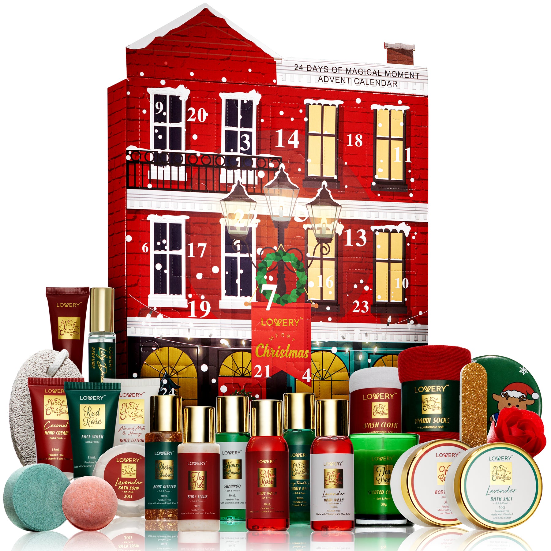 Lovery 2023 Limited Edition Advent Calendar, Christmas Advent Calendar - 24pc Bath & Body Care