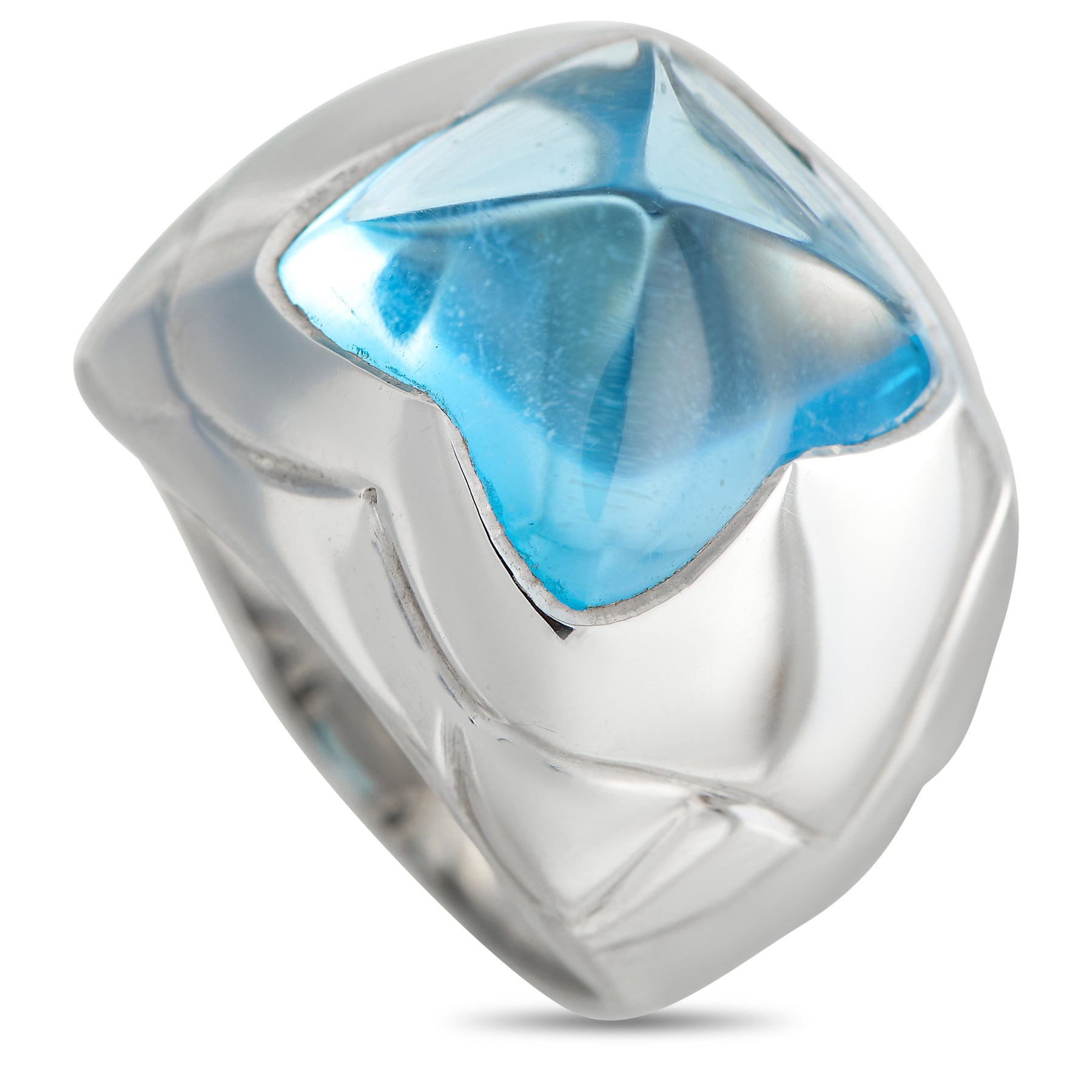 Bvlgari Pyramid 18K White Gold Topaz Ring BV07-031124
