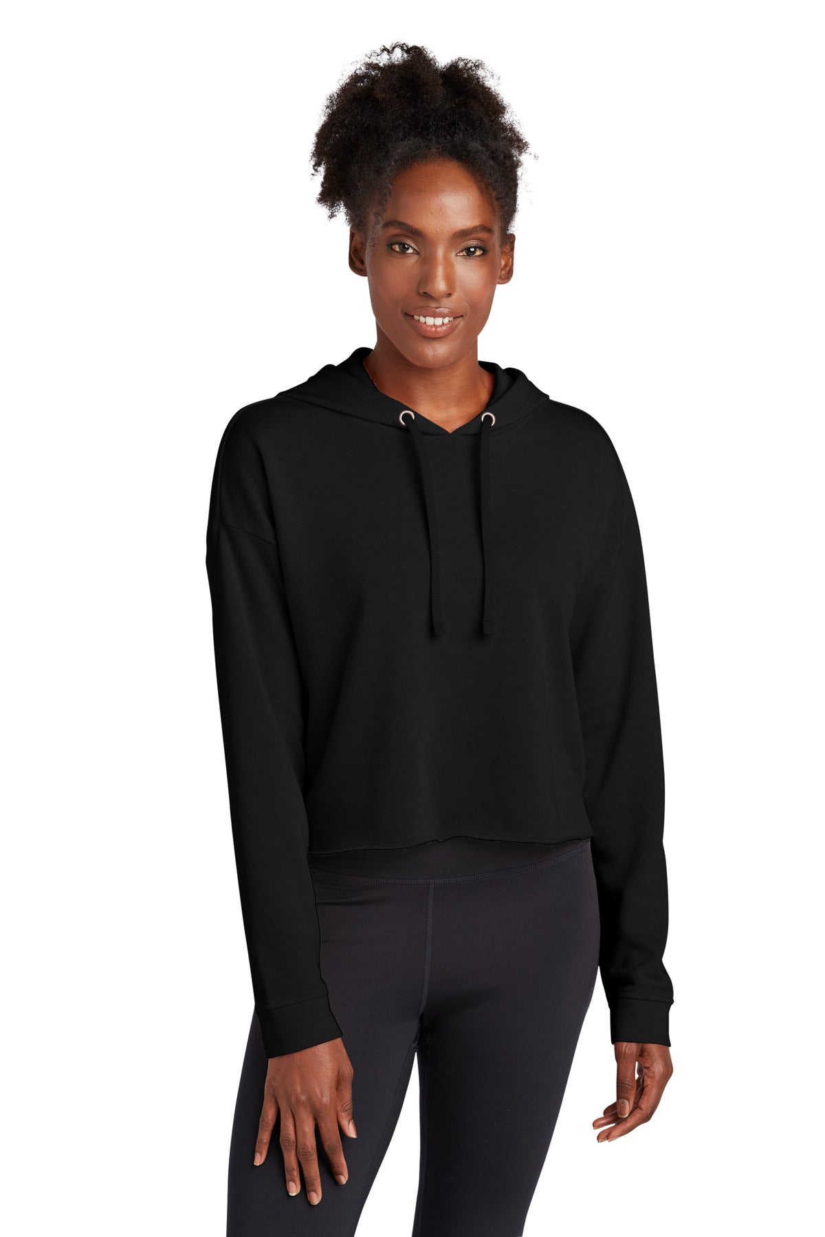 Sport-Tek Women's PosiCharge Tri-Blend Wicking Fleece Crop Hooded Pullover LST298
