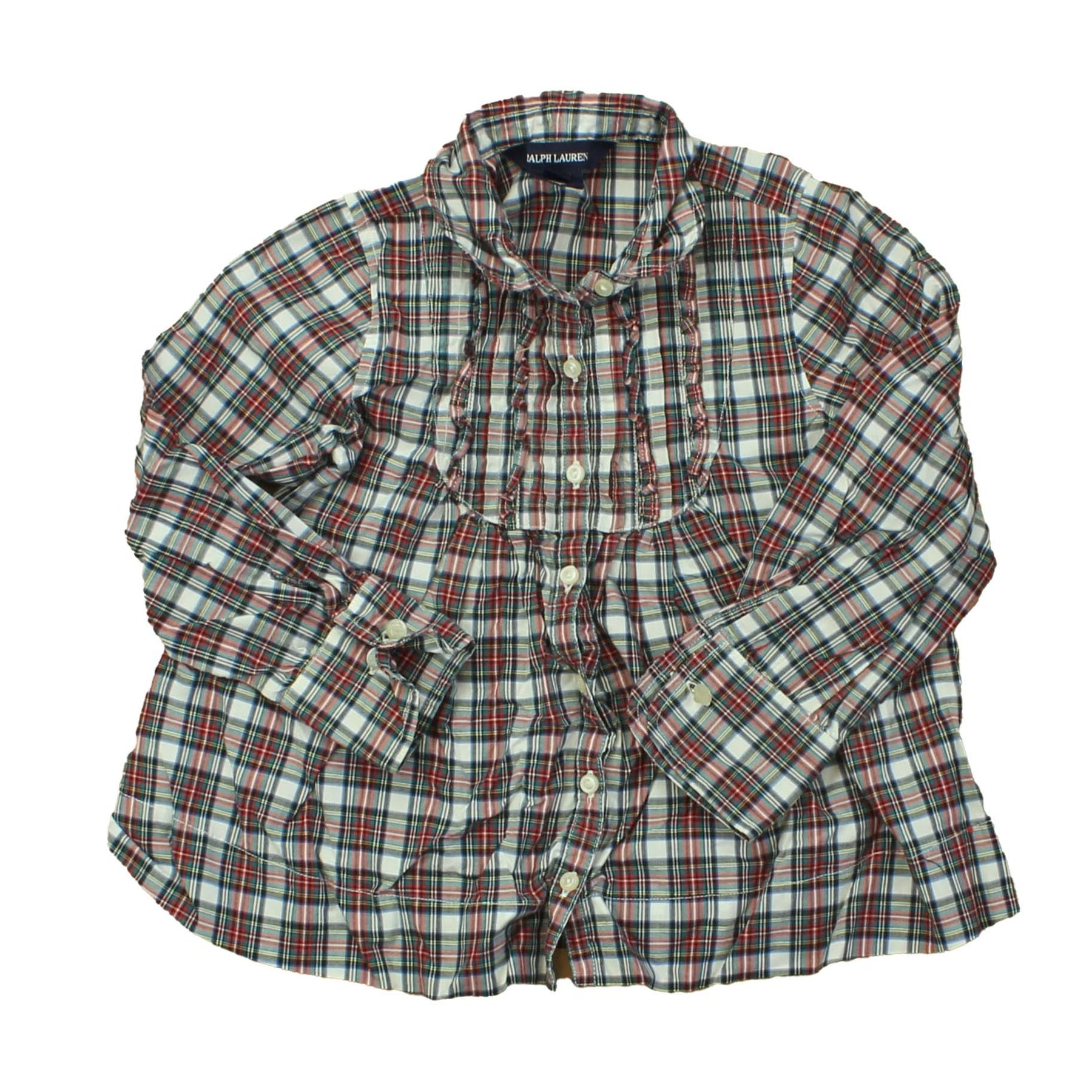 Ralph Lauren Girls Red | Black | Plaid Blouse 7805914742844