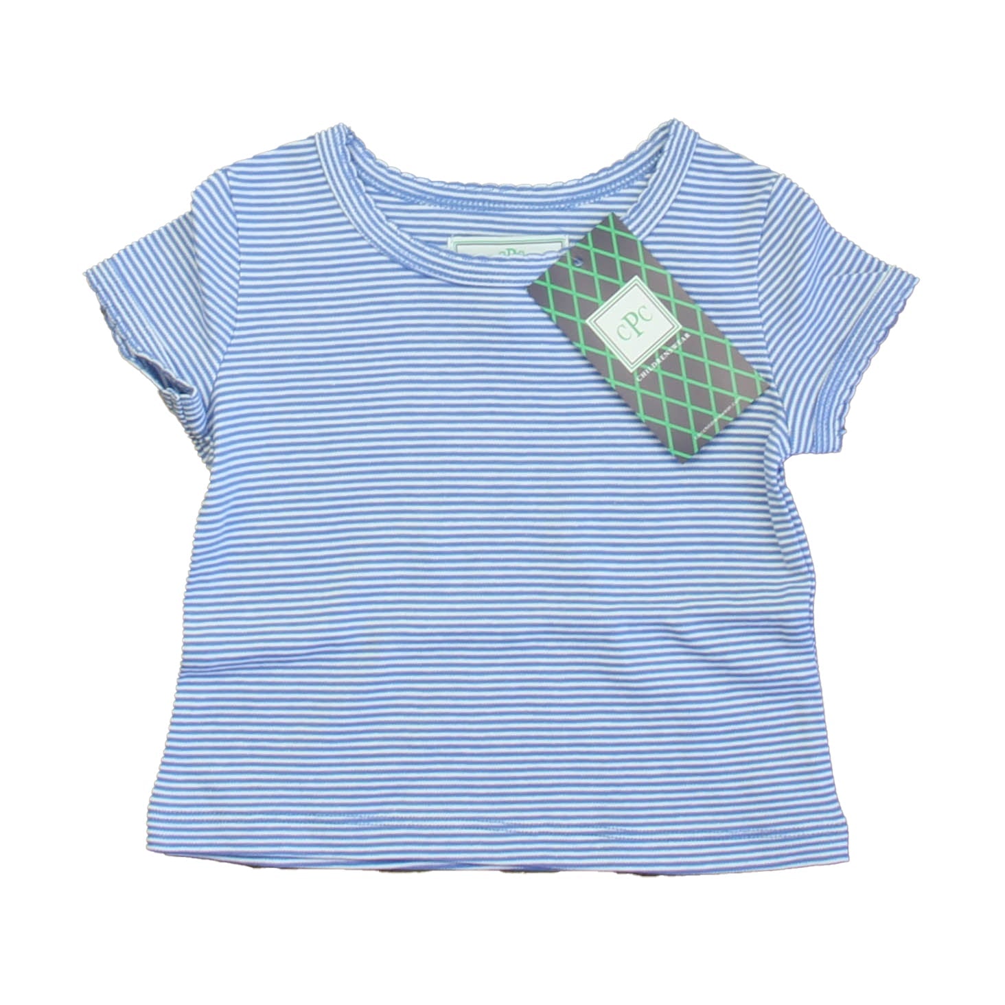 Classic Prep Girls Ultra Marine & White Stripe Short Sleeve Shirt Size: 2-5T 7805995450428