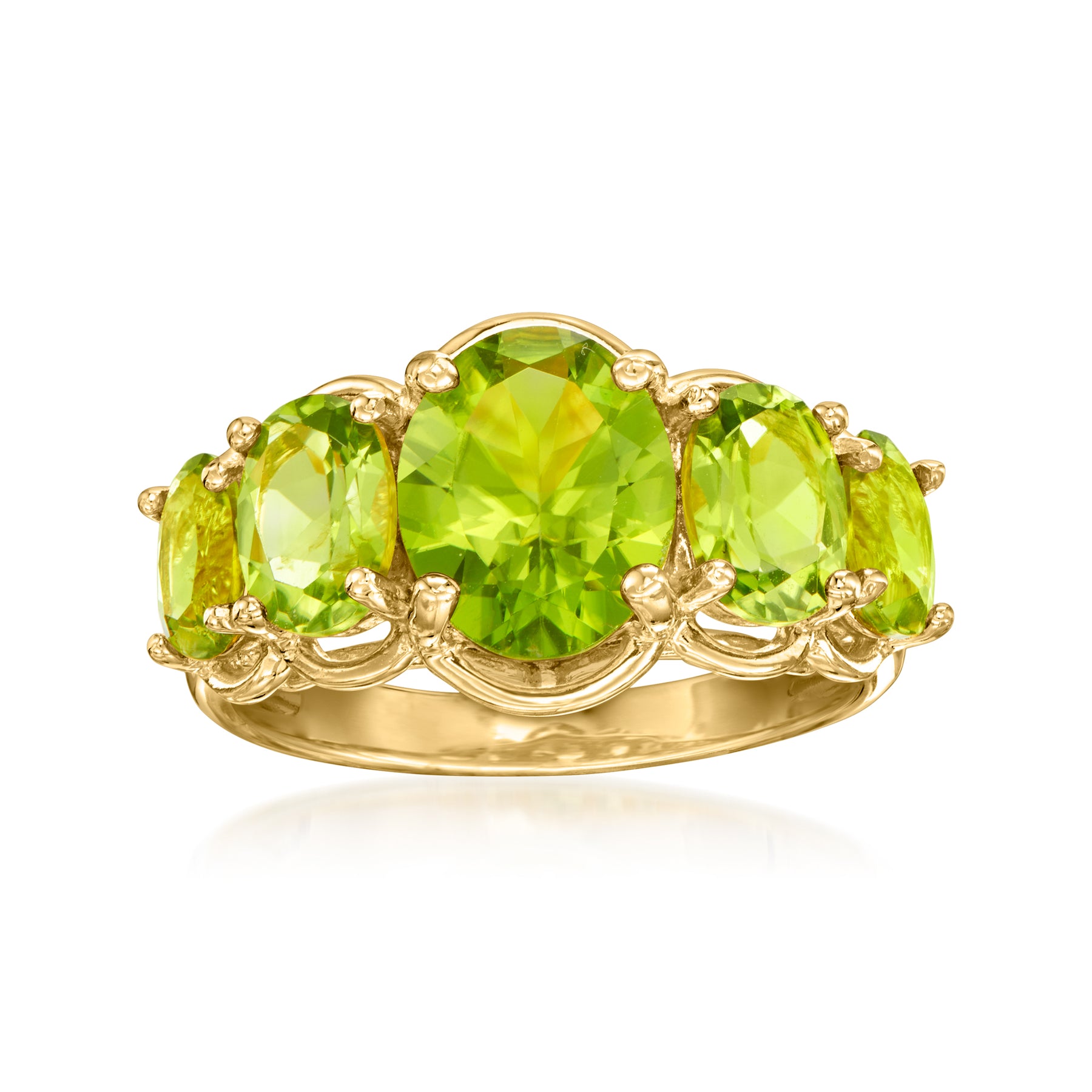 Ross-Simons Peridot 5-Stone Ring in 18kt Gold Over Sterling