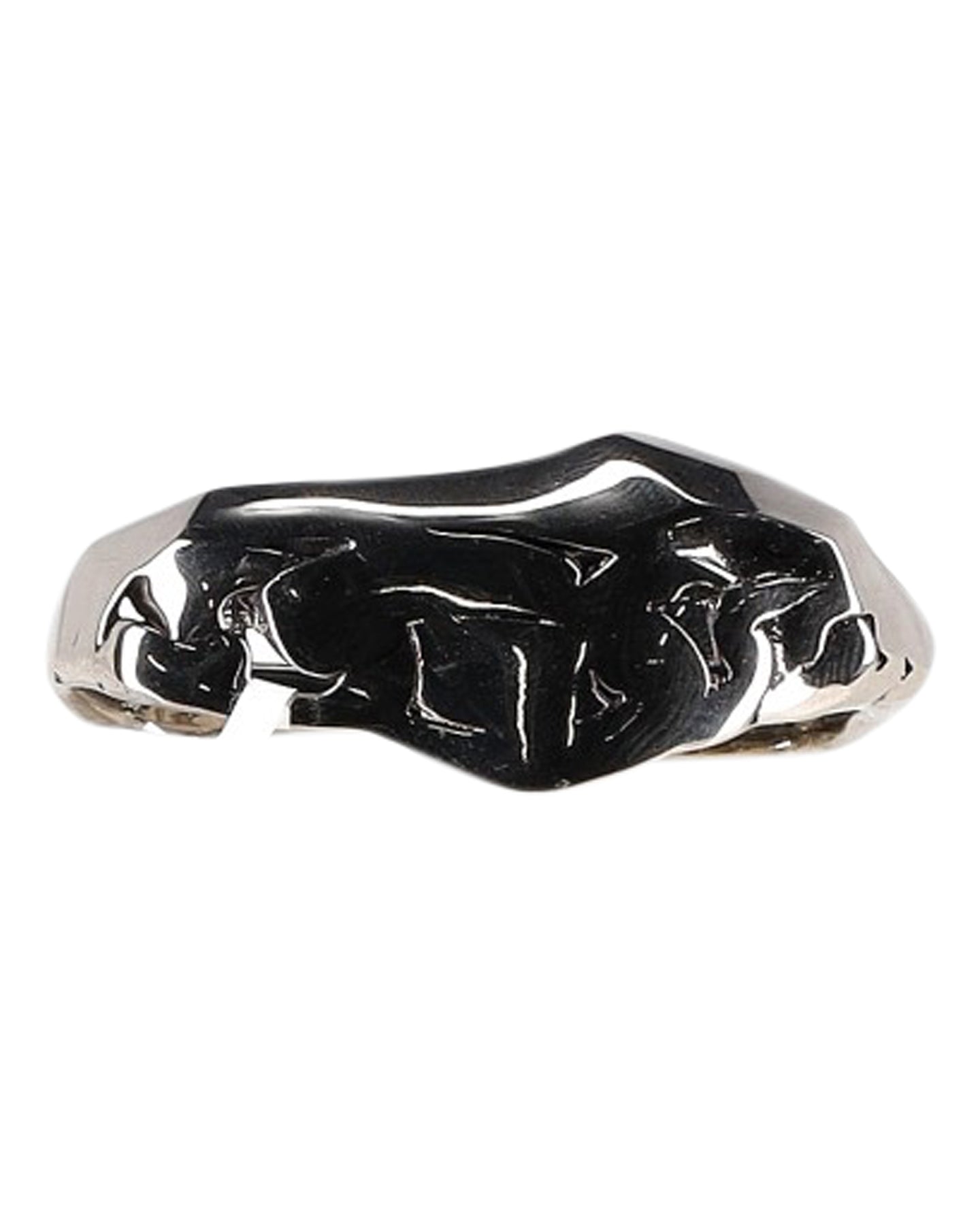 Alexander McQueen Asymmetric Cut-Out Detailed Ring in Silver Metal 7748930043964