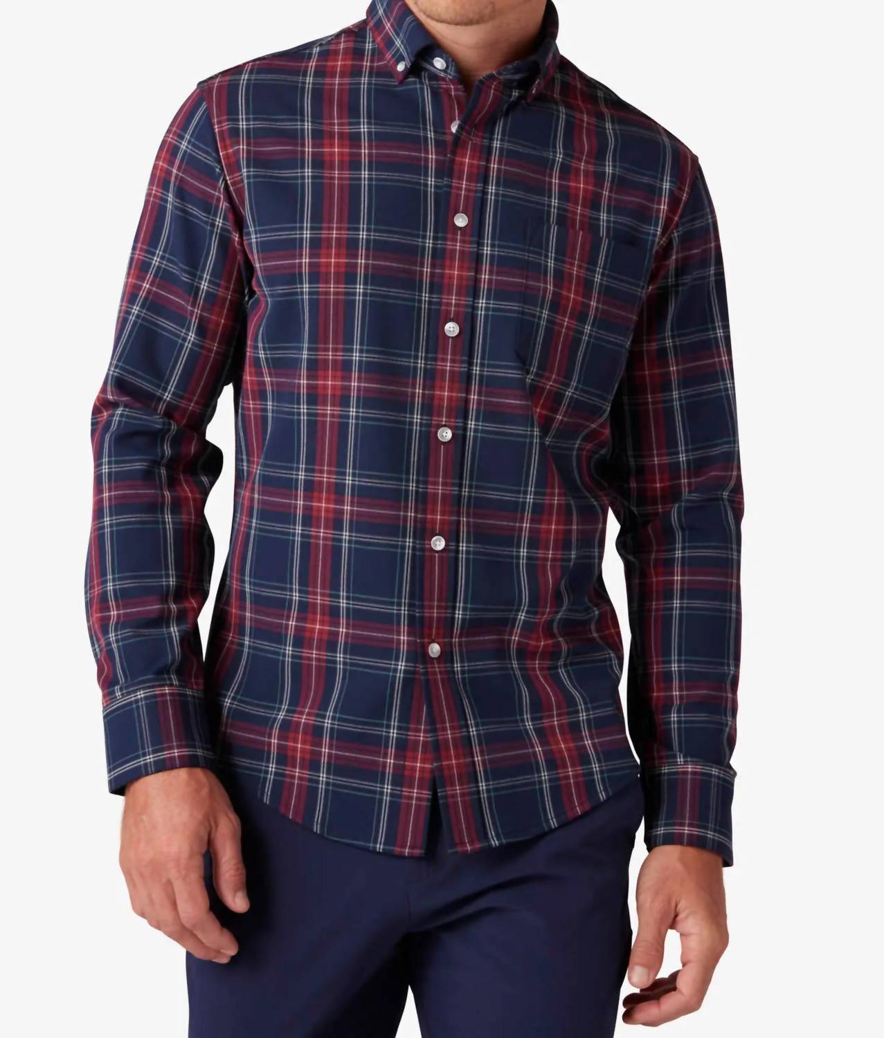 City Flannel Shirt In Navy Tartan