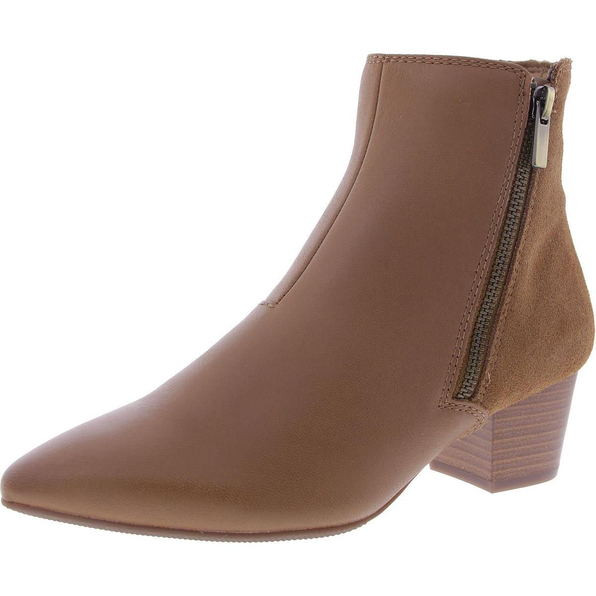 ELLANIE VIBE Block Heel Leather Ankle Boots